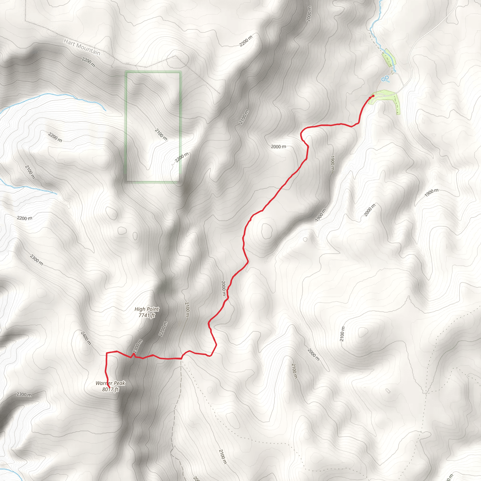 Warner peak via Barnhardi Road mobile static map