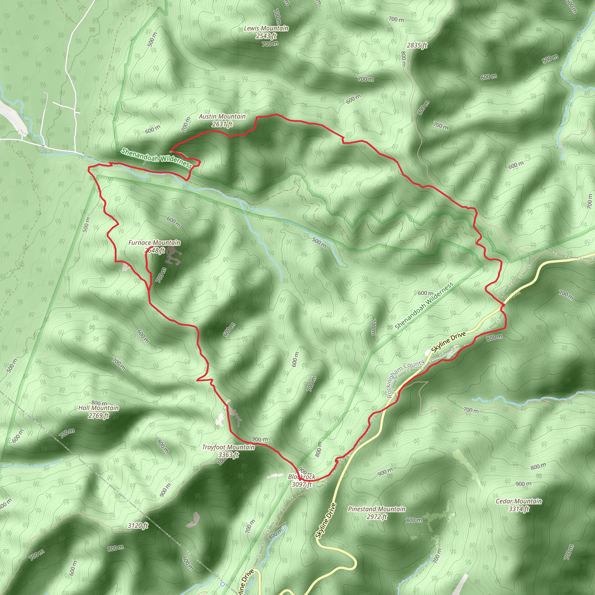 Furnace Mountain and Austin Mountain Loop Trail mobile static map