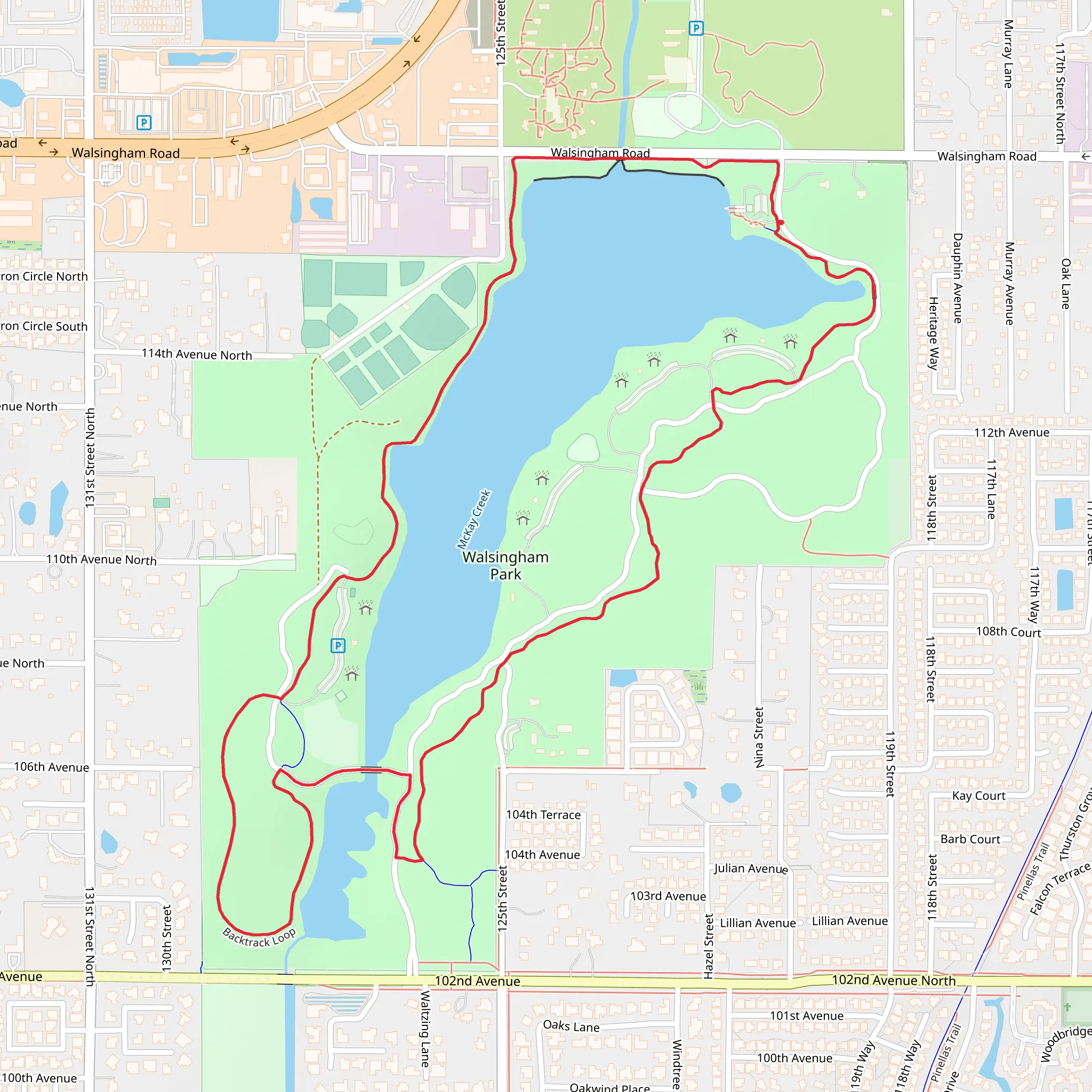 Walsingham Park and Reservoir Loop mobile static map