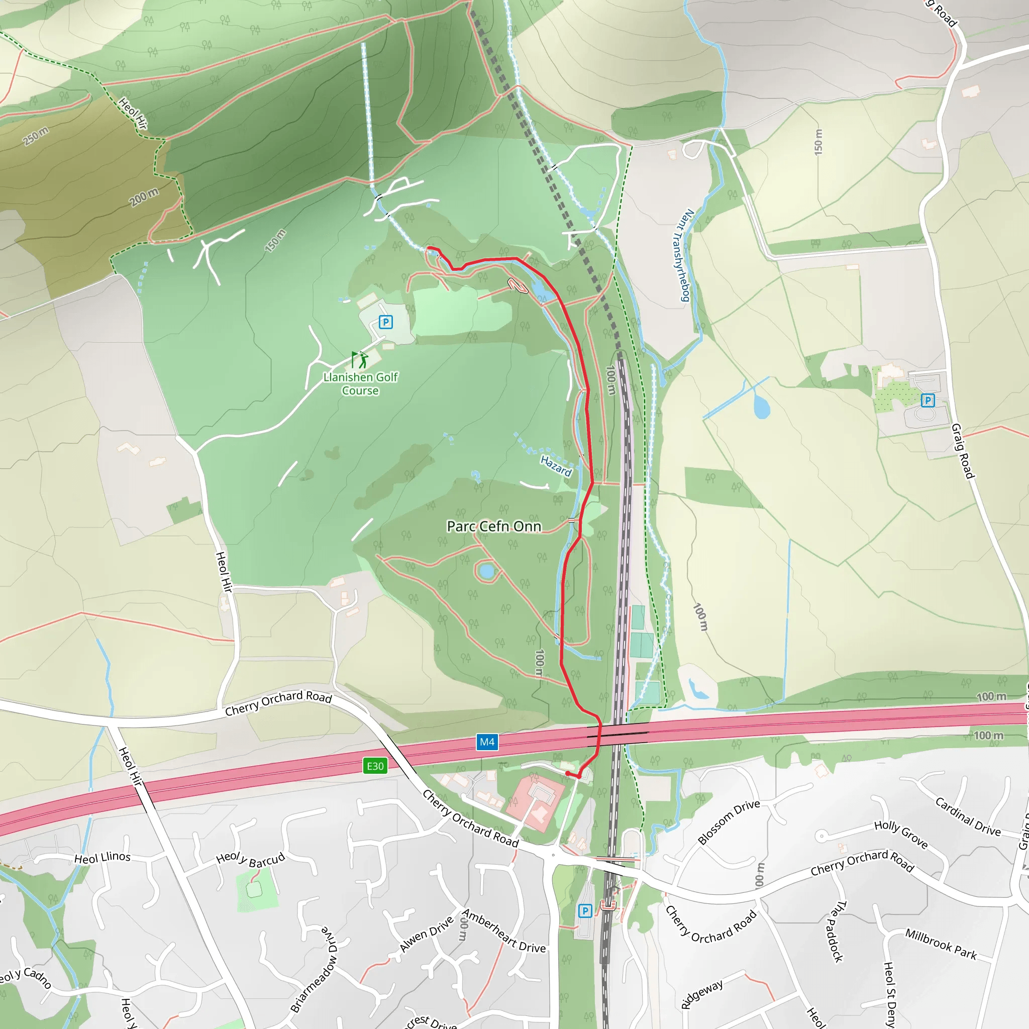 Cefn Onn Park Walk mobile static map