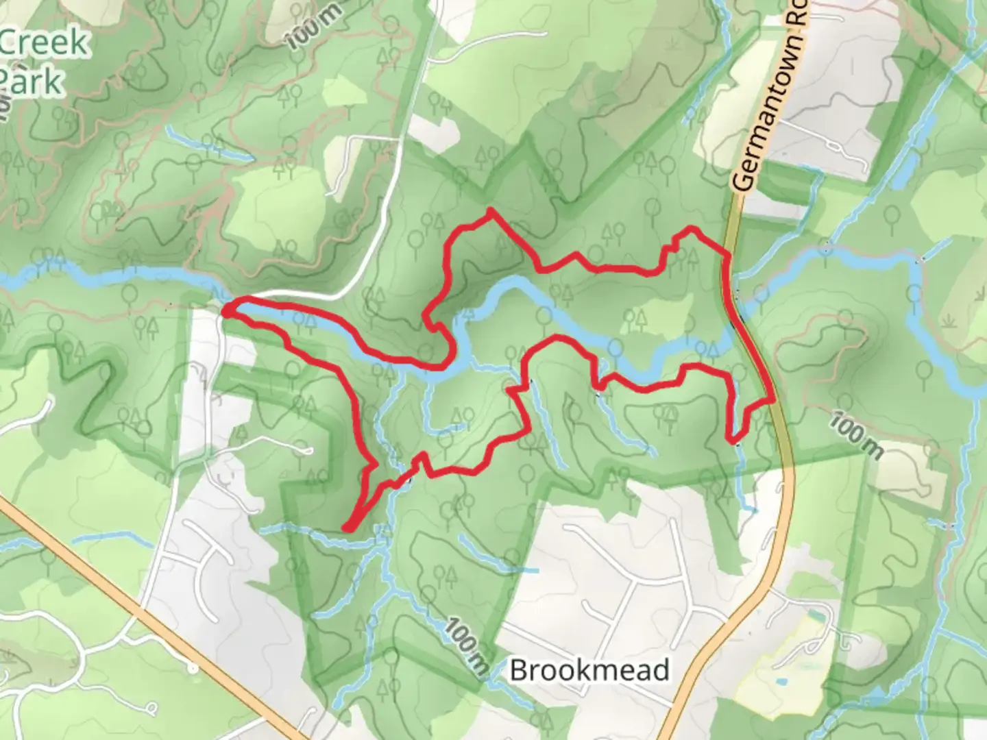 An image depicting the trail Seneca Ridge Trail and Seneca Greenway Trail Loop and its surrounding area.