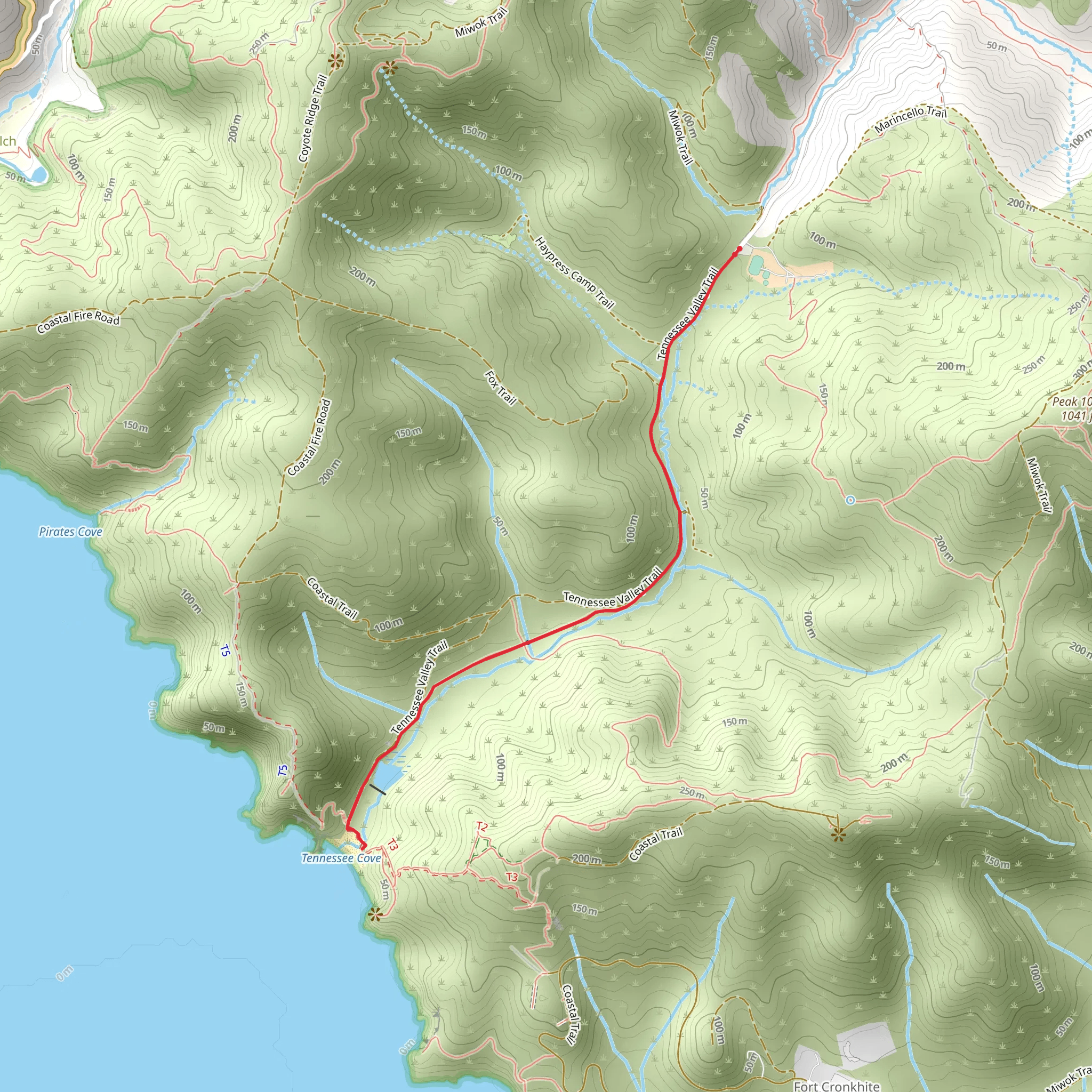 Tennessee Beach via Tennessee Valley Trail mobile static map