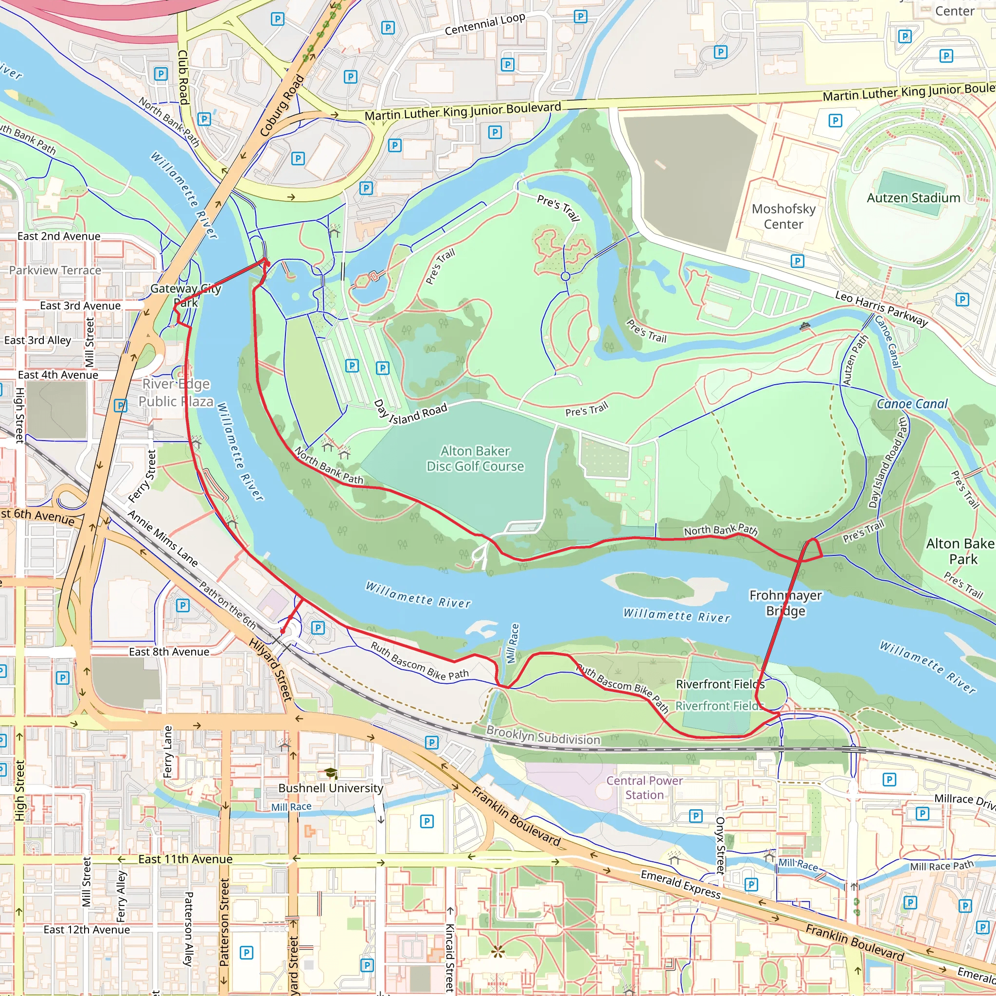 Ruth Bascom Path and North Bank Path Loop mobile static map