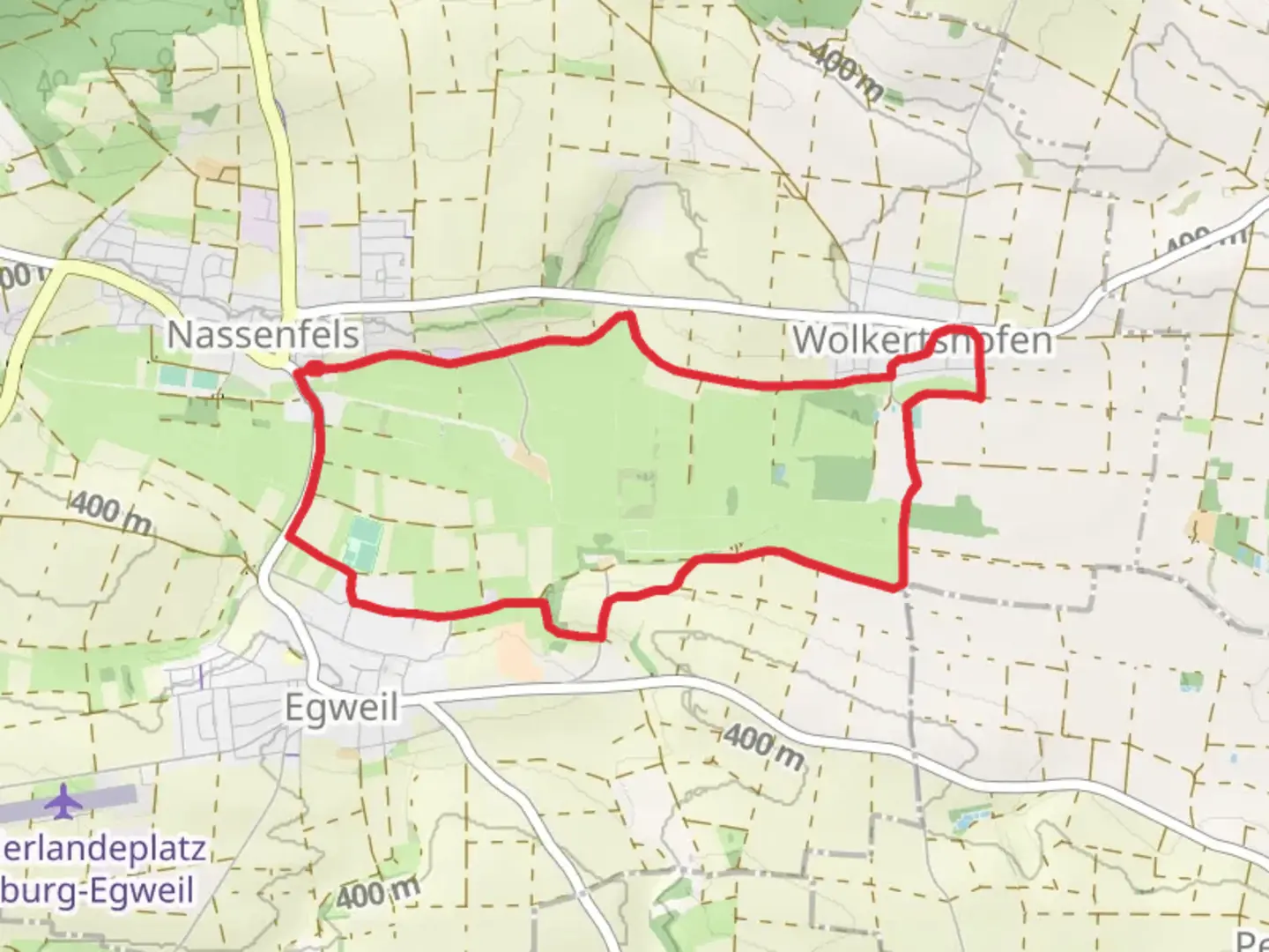 An image depicting the trail Mühlenrunde Nassenfels and its surrounding area.