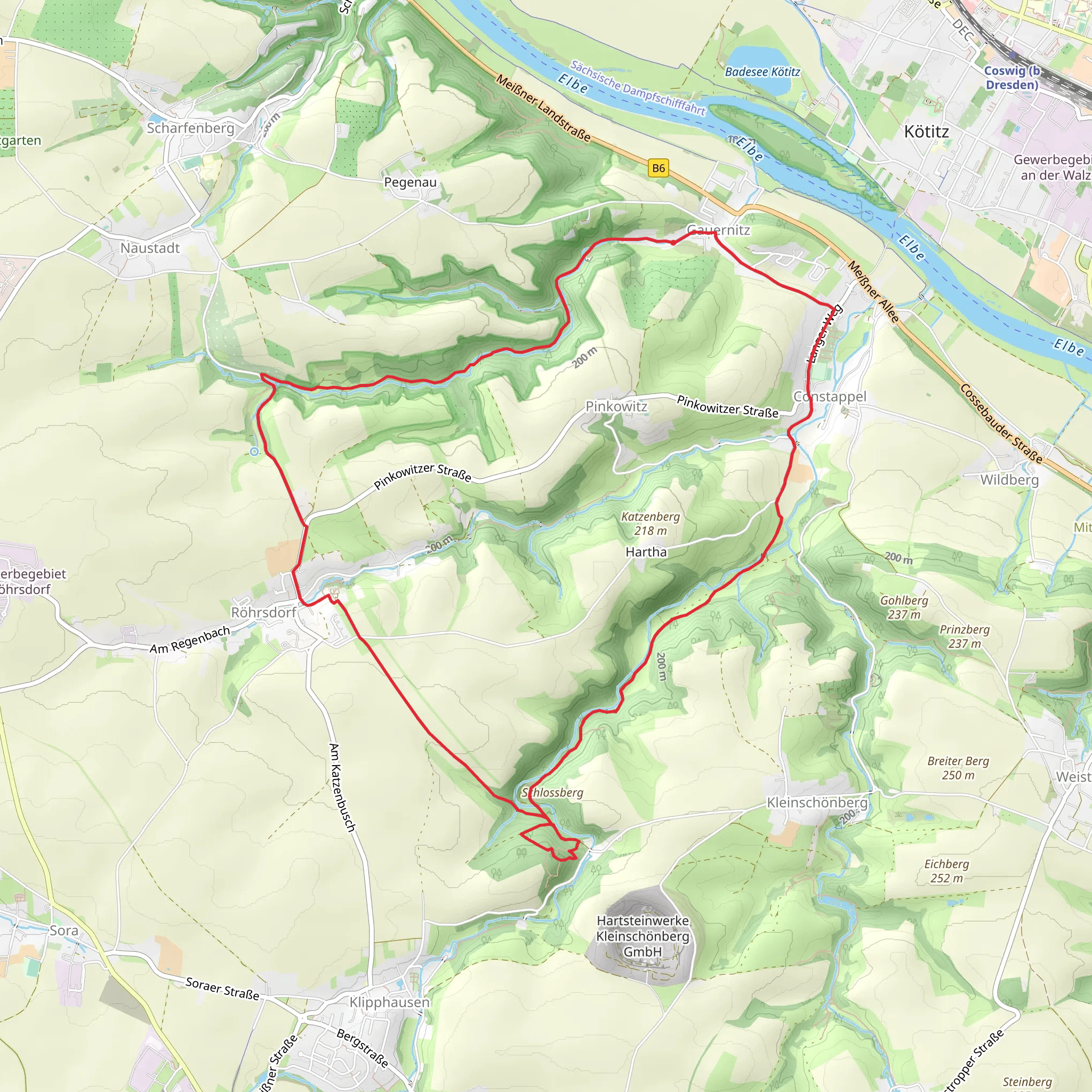 Betstein from Gauernitz via Gruener Strich - Burgenweg mobile static map
