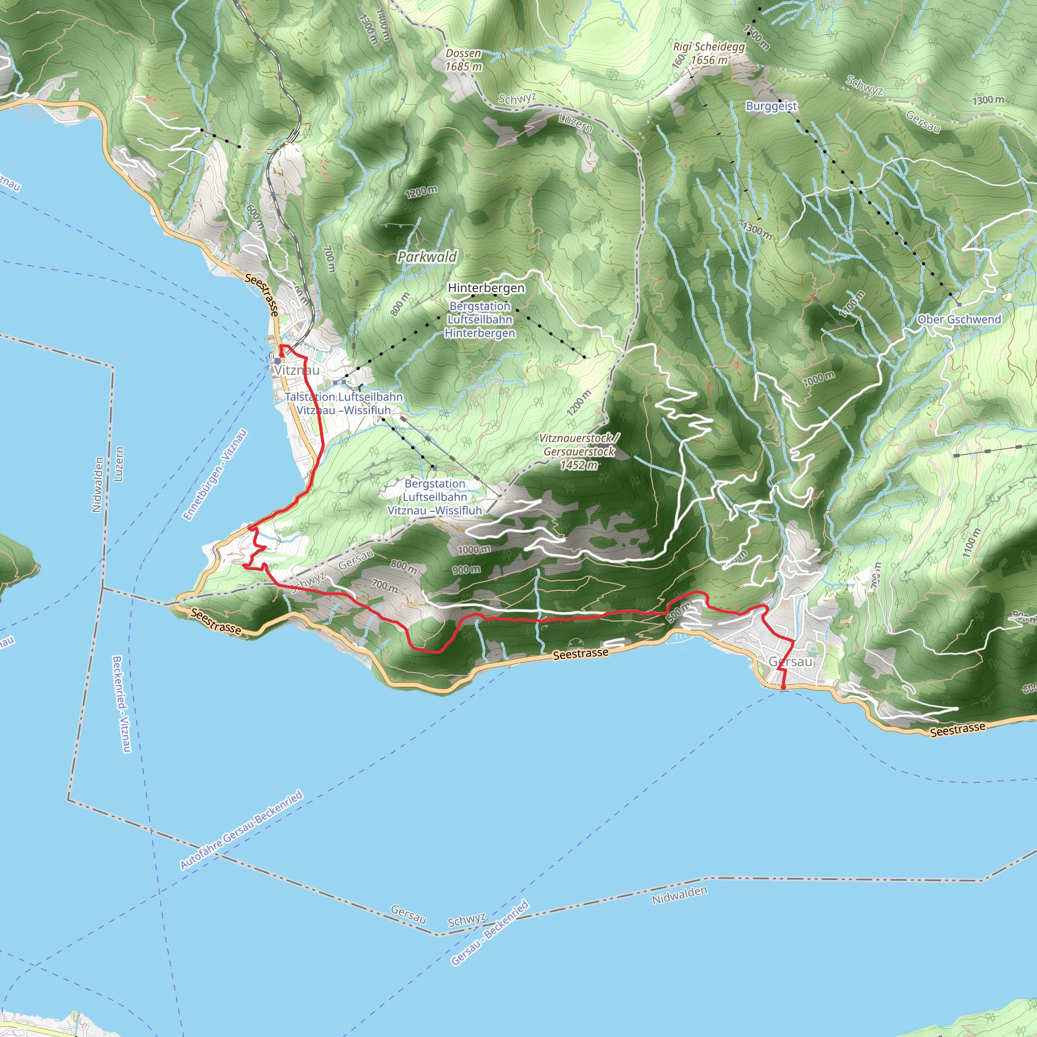 Rigi Chestnut Trail - sector Vitznau - Gersau mobile static map