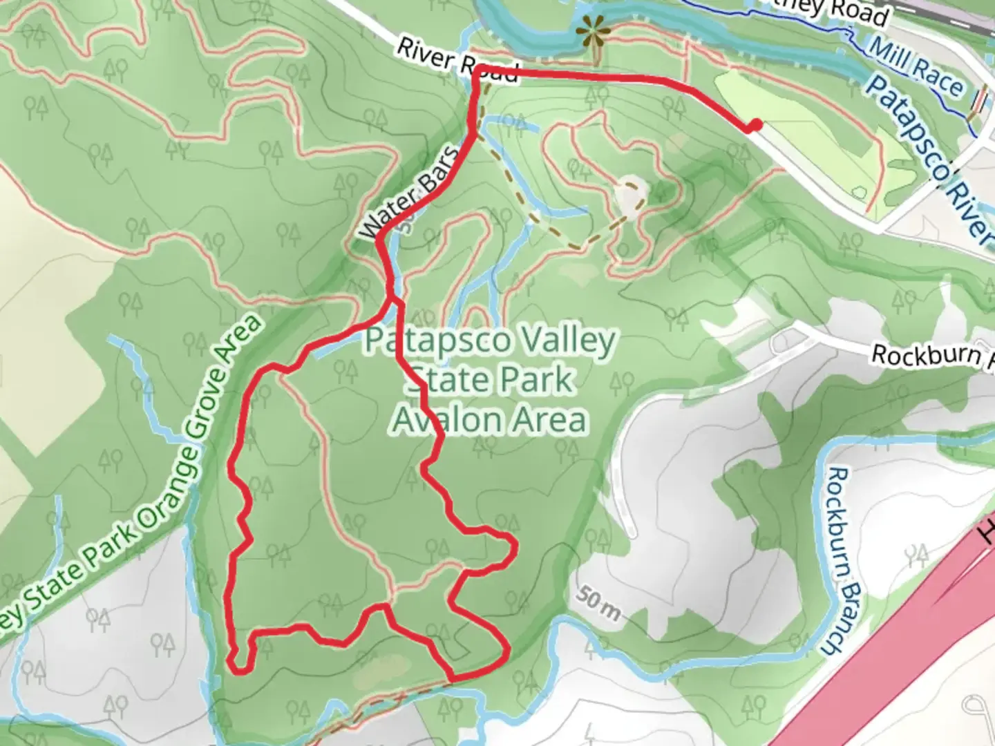 An image depicting the trail Rockburn Branch Loop Trail and its surrounding area.
