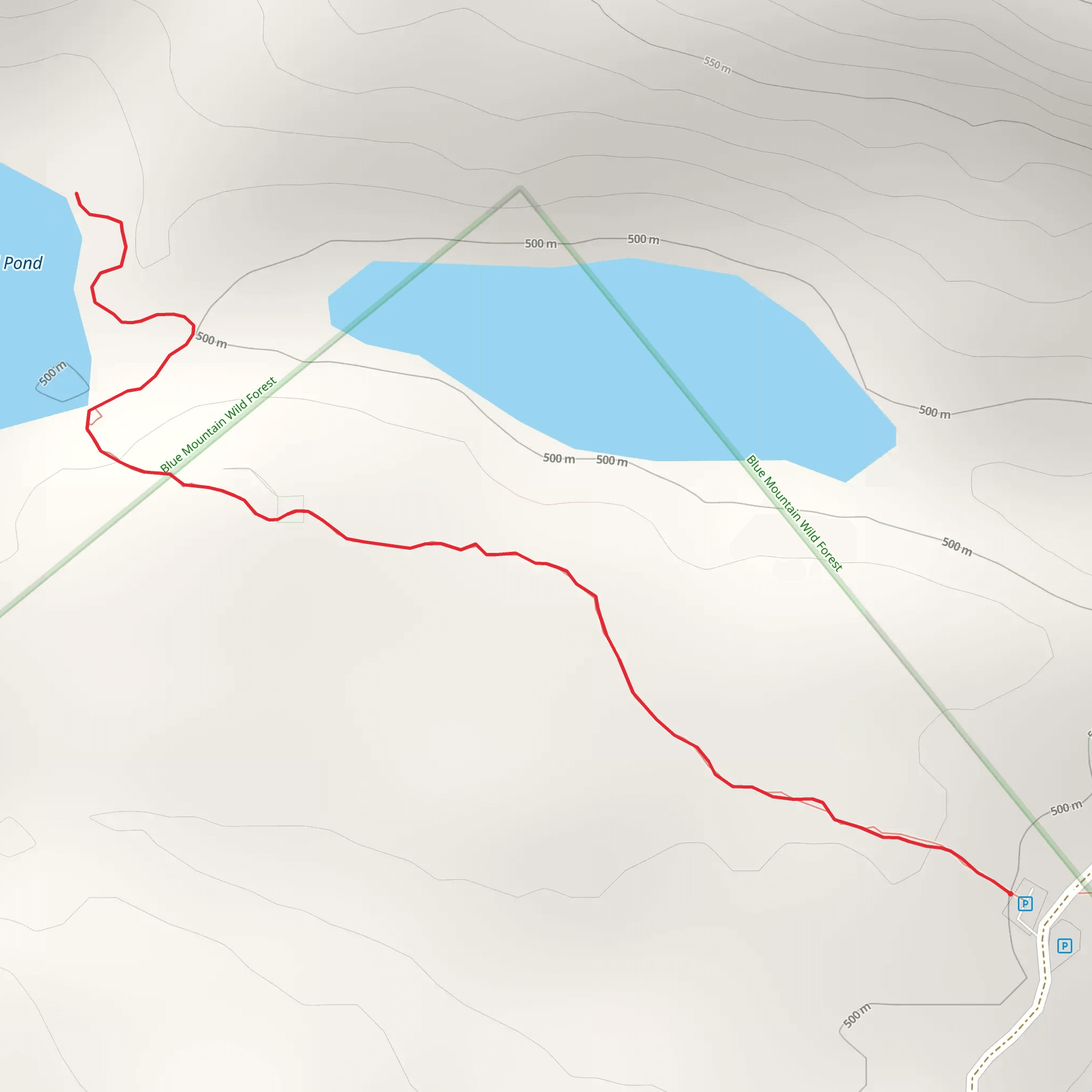 Bullhead Pond from Chain Lakes Road Out and Back mobile static map