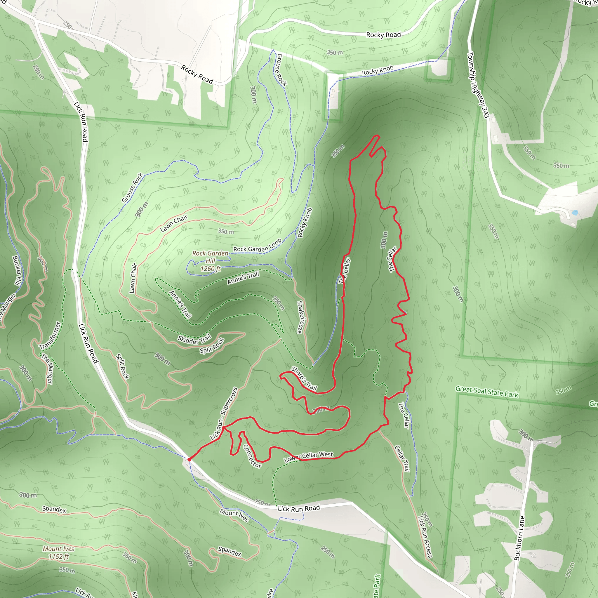 The Cellar and Sharp's Loop Trail mobile static map