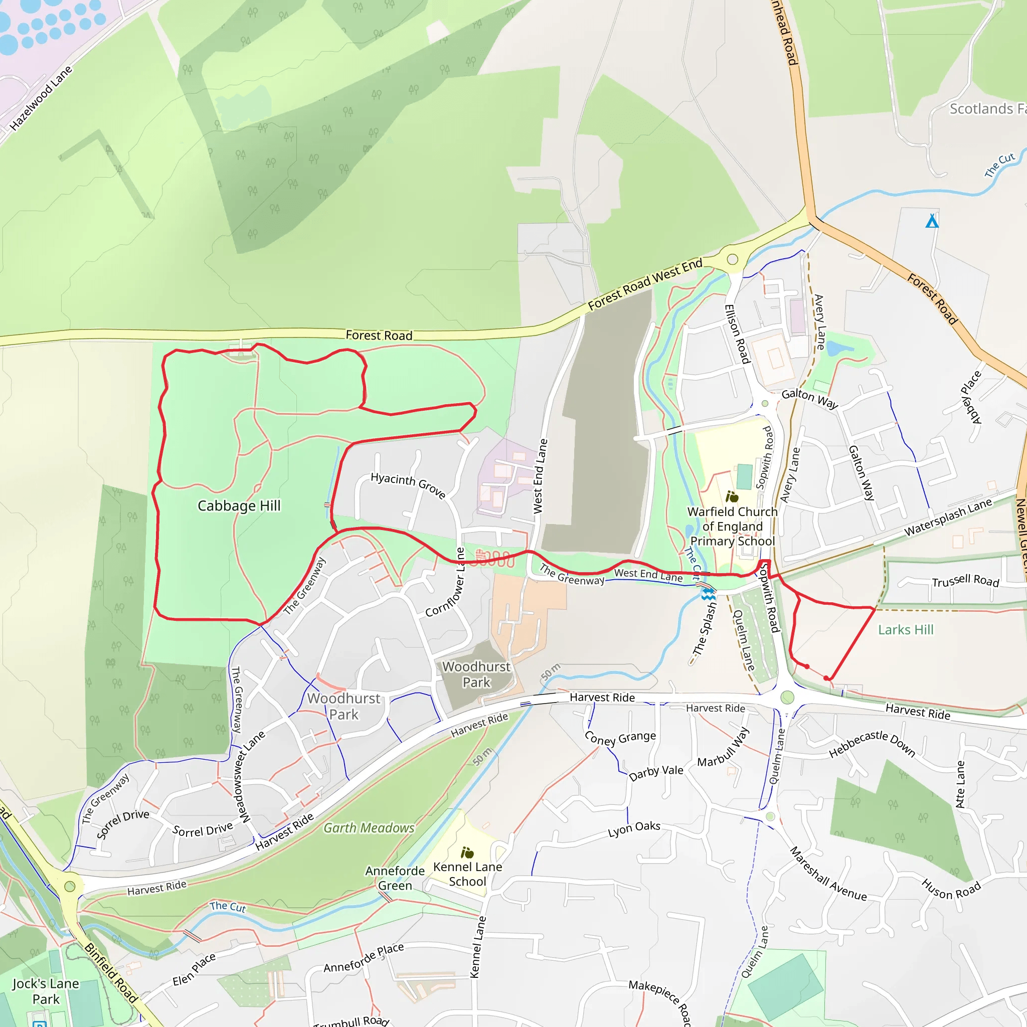 Cabbage Hill via Greenway mobile static map