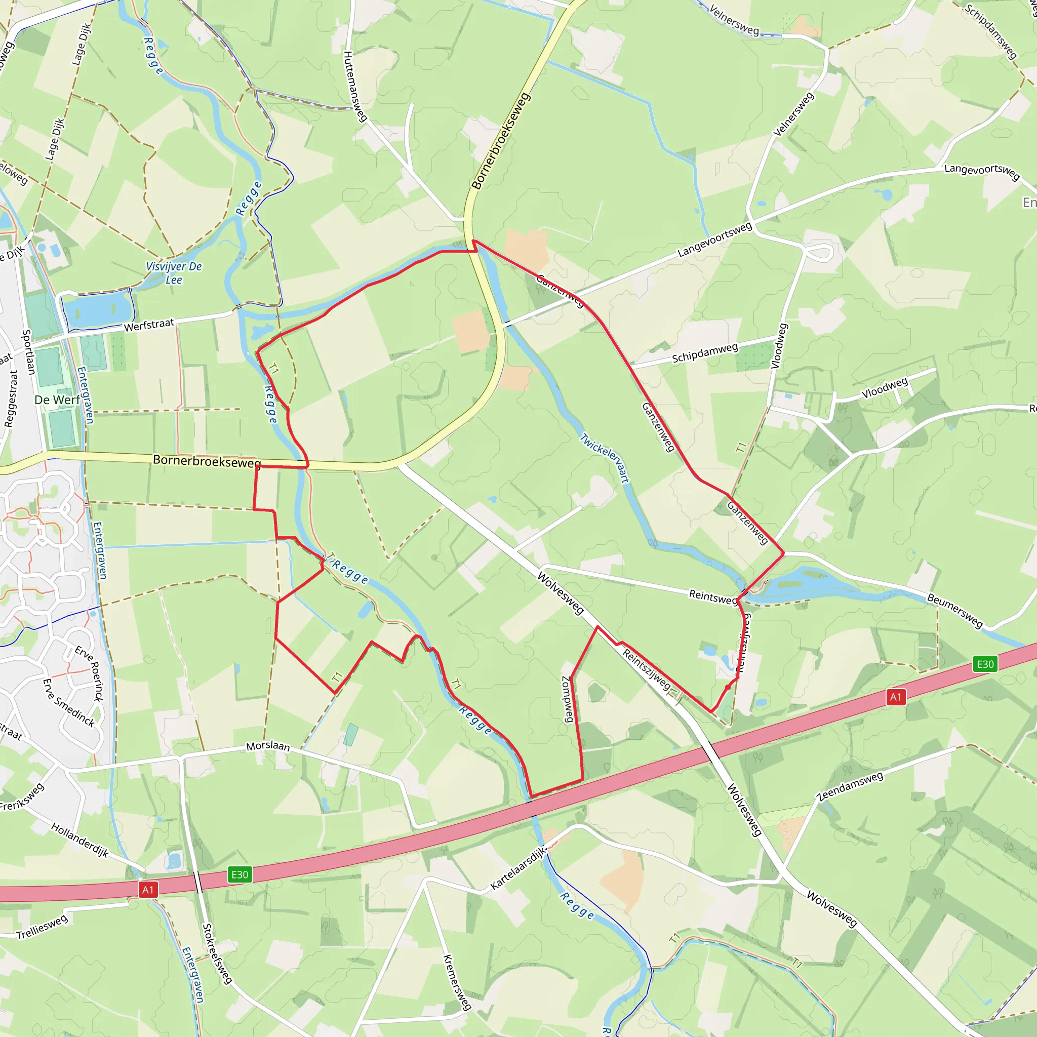 De Mors and Het Rheins via Ganzen Weg mobile static map