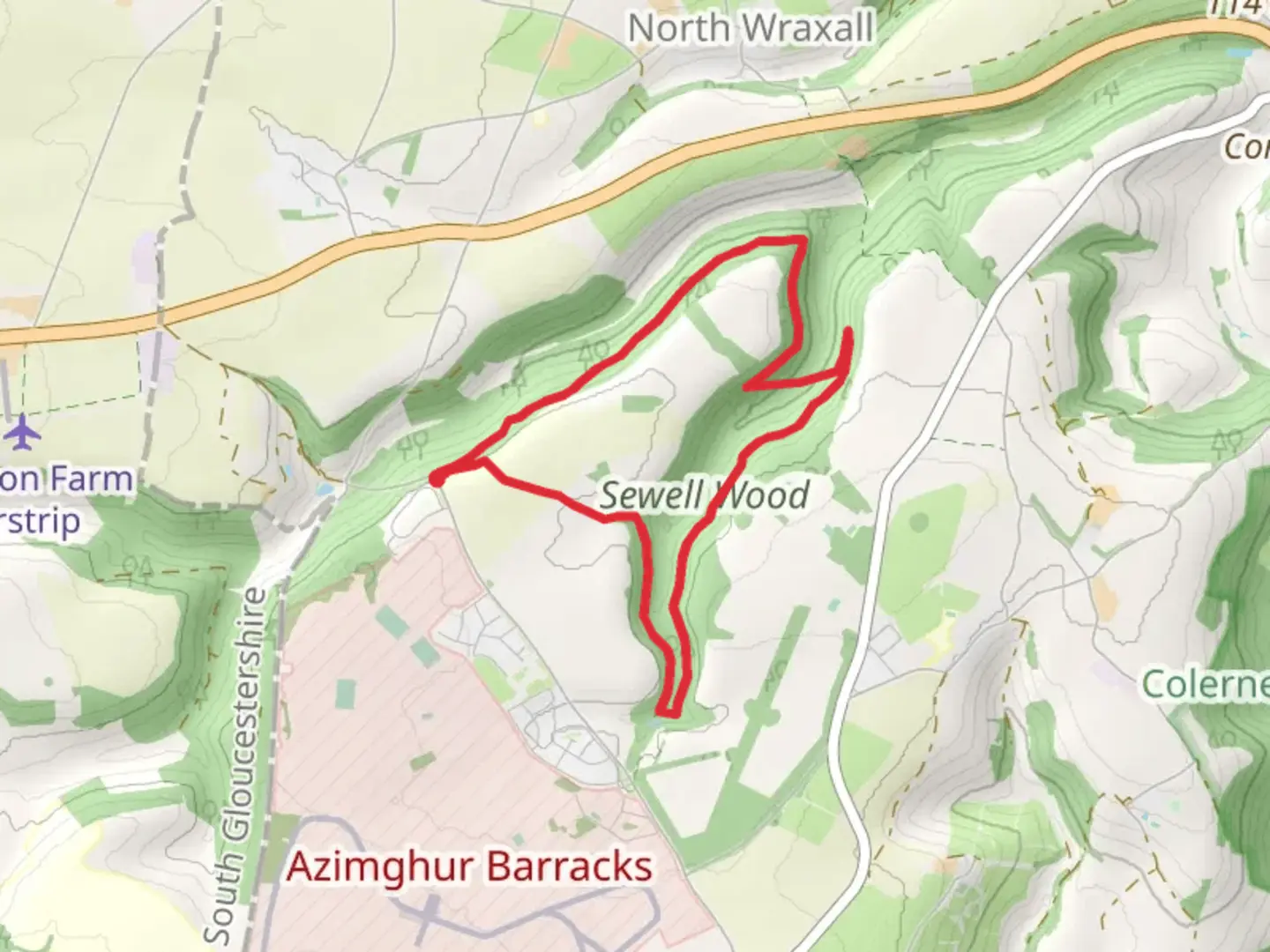 An image depicting the trail Sewell Wood and North Wood Loop and its surrounding area.
