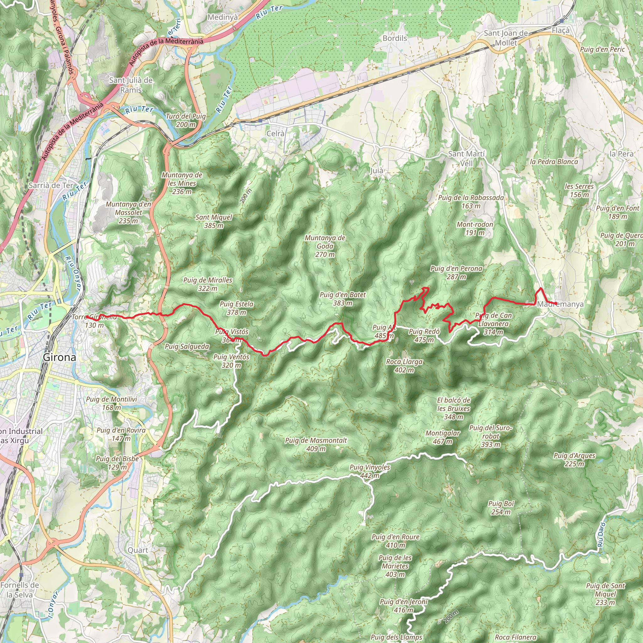 Girona - Madremanya PR C 196 mobile static map