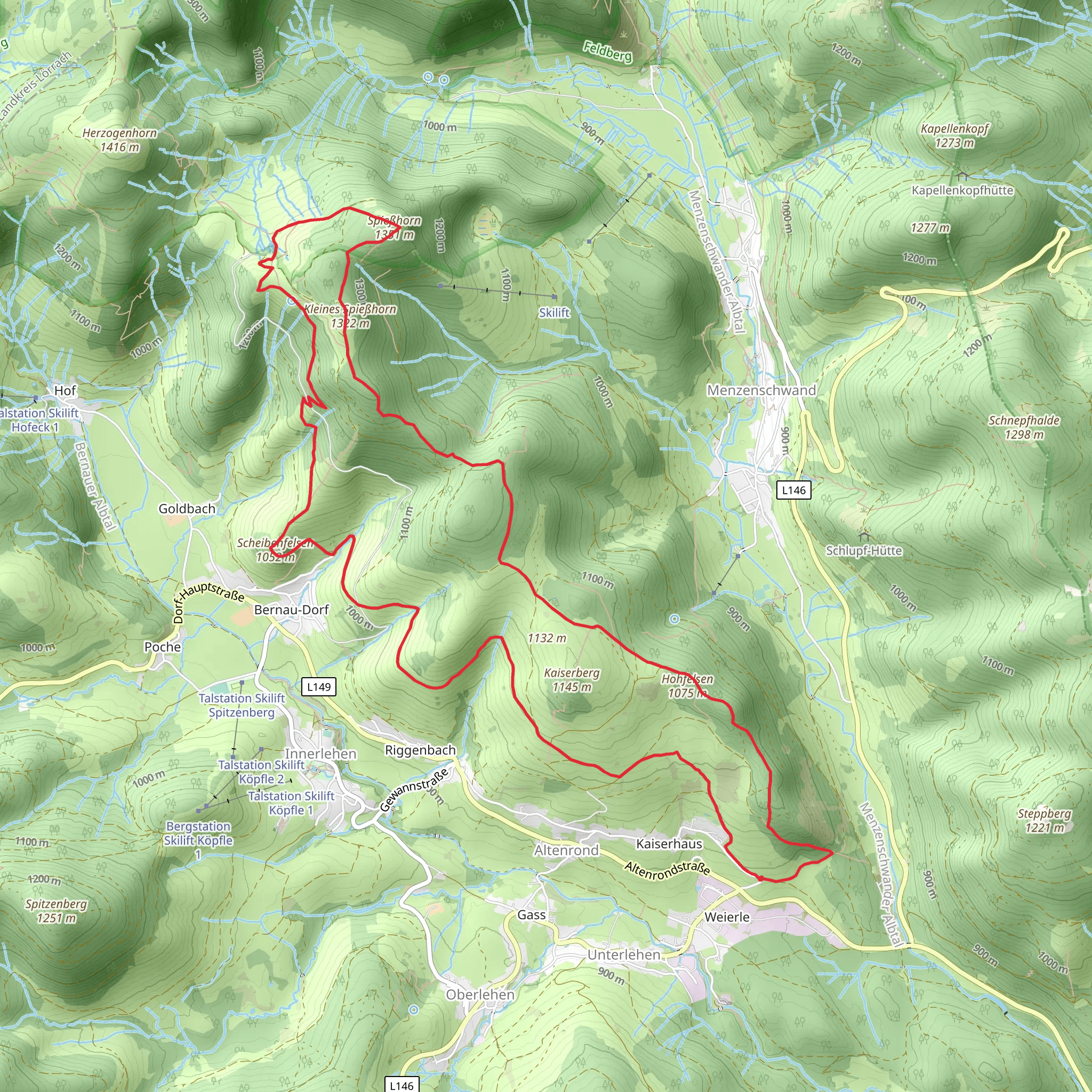 Hohfelsen and Spiebhorn Loop mobile static map