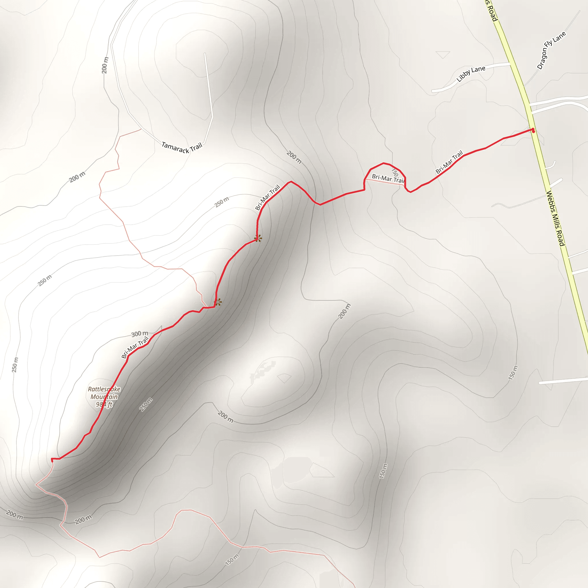 Rattlesnake Mountain from Webbs Mills Road mobile static map