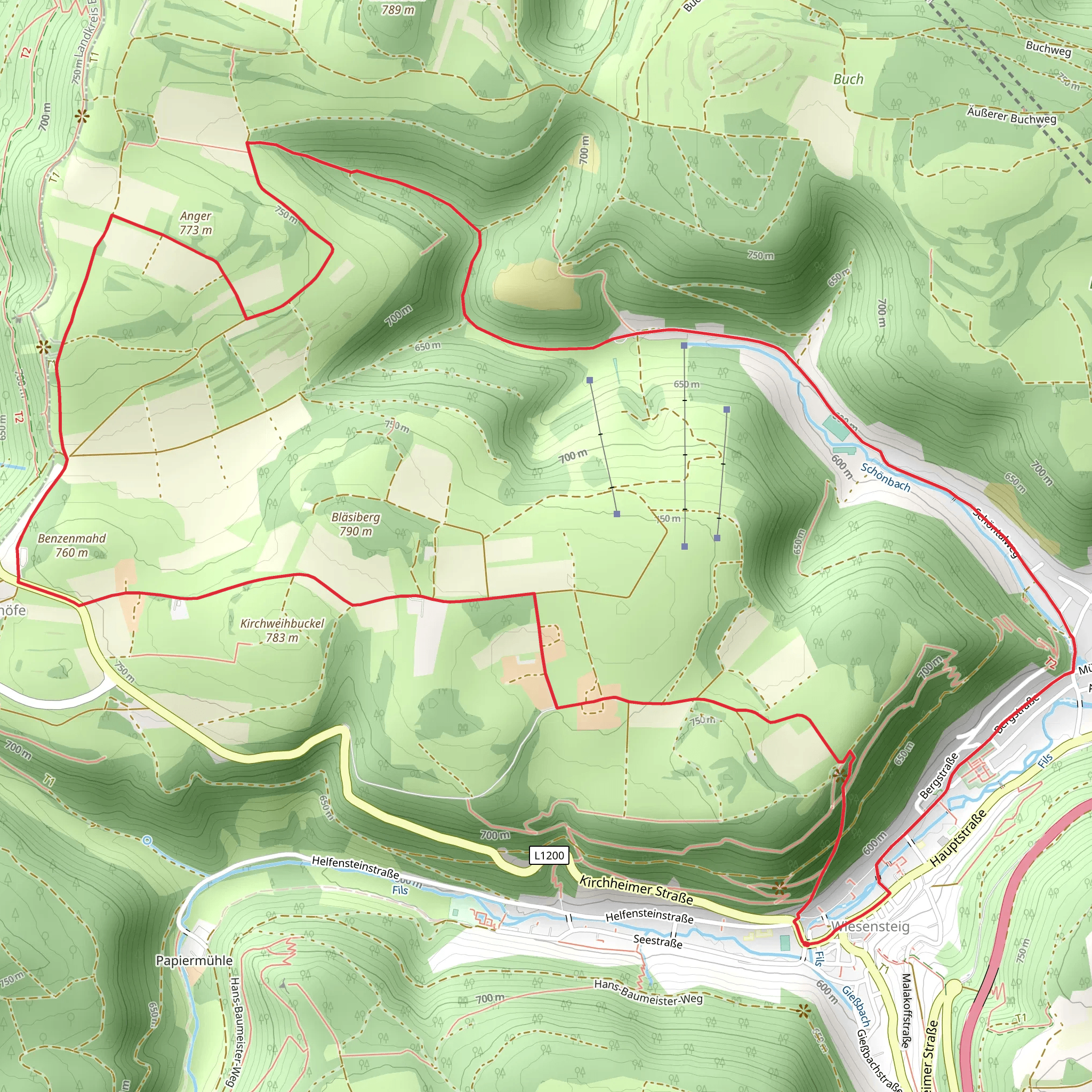 Wiesensteig, Eckhole and Anger Loop mobile static map