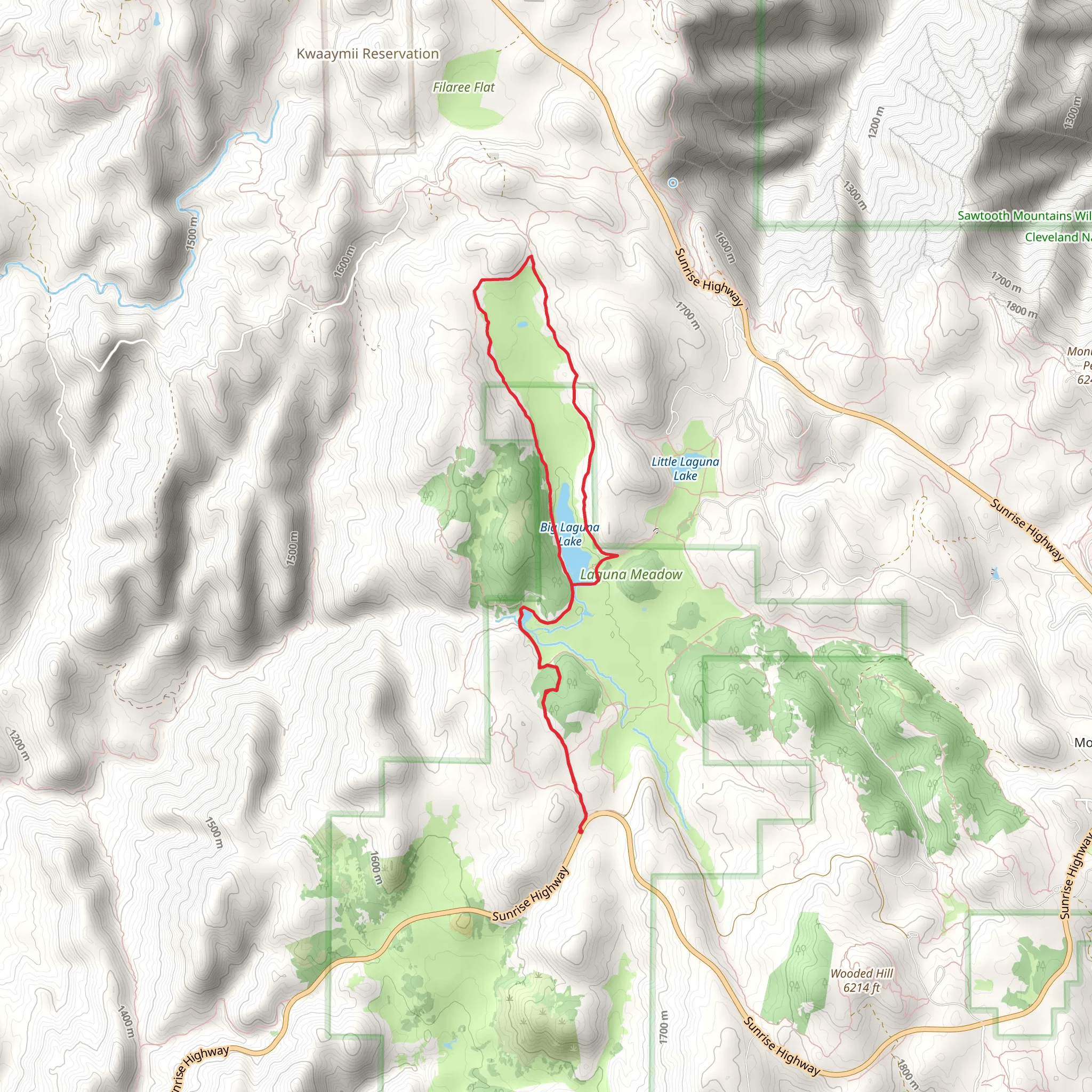 Water of the Woods and Big Laguna Lake Loop mobile static map