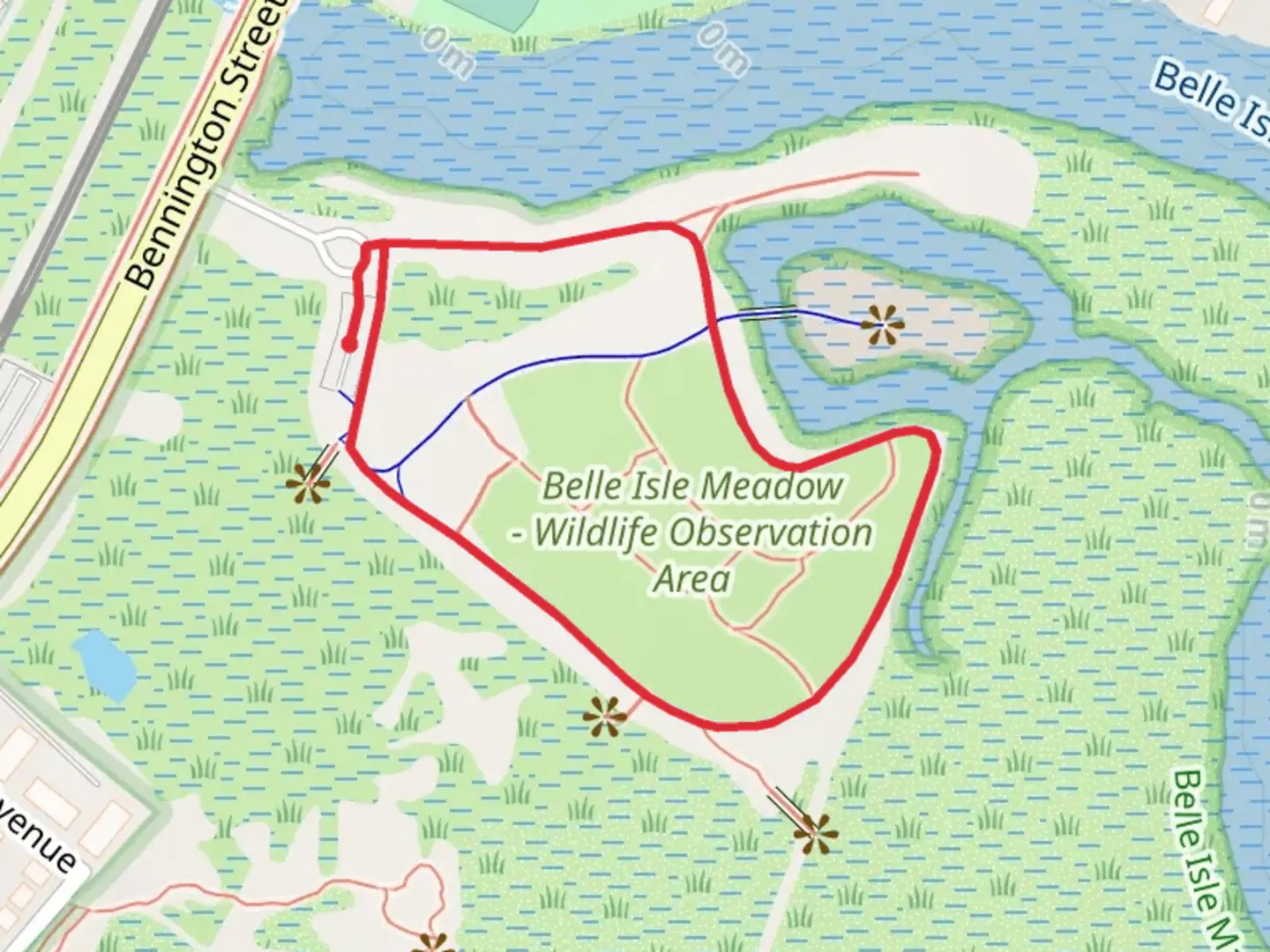 An image depicting the trail Belle Isle Inlet Loop and its surrounding area.