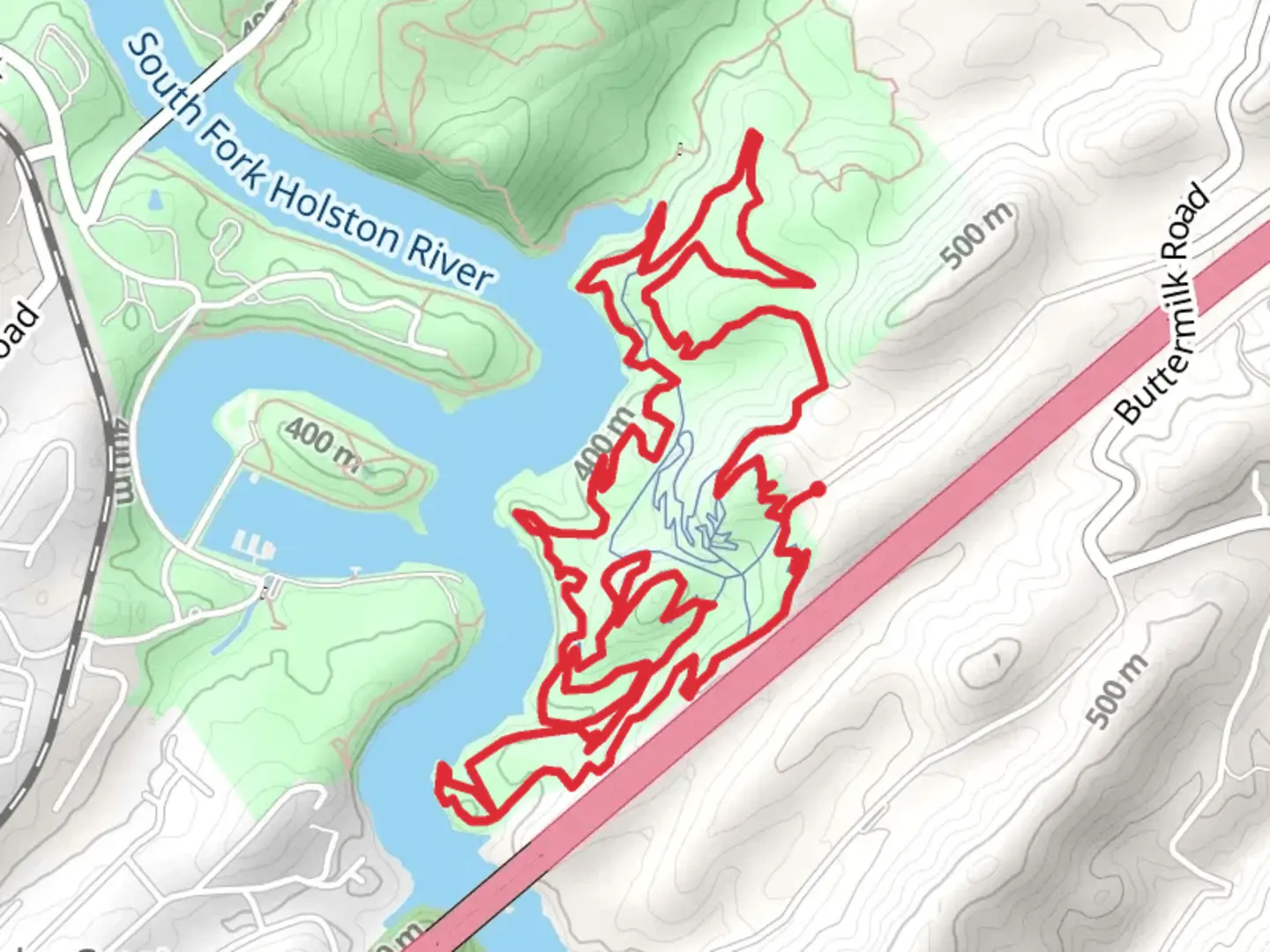 An image depicting the trail South Fork Holston River Loop and its surrounding area.