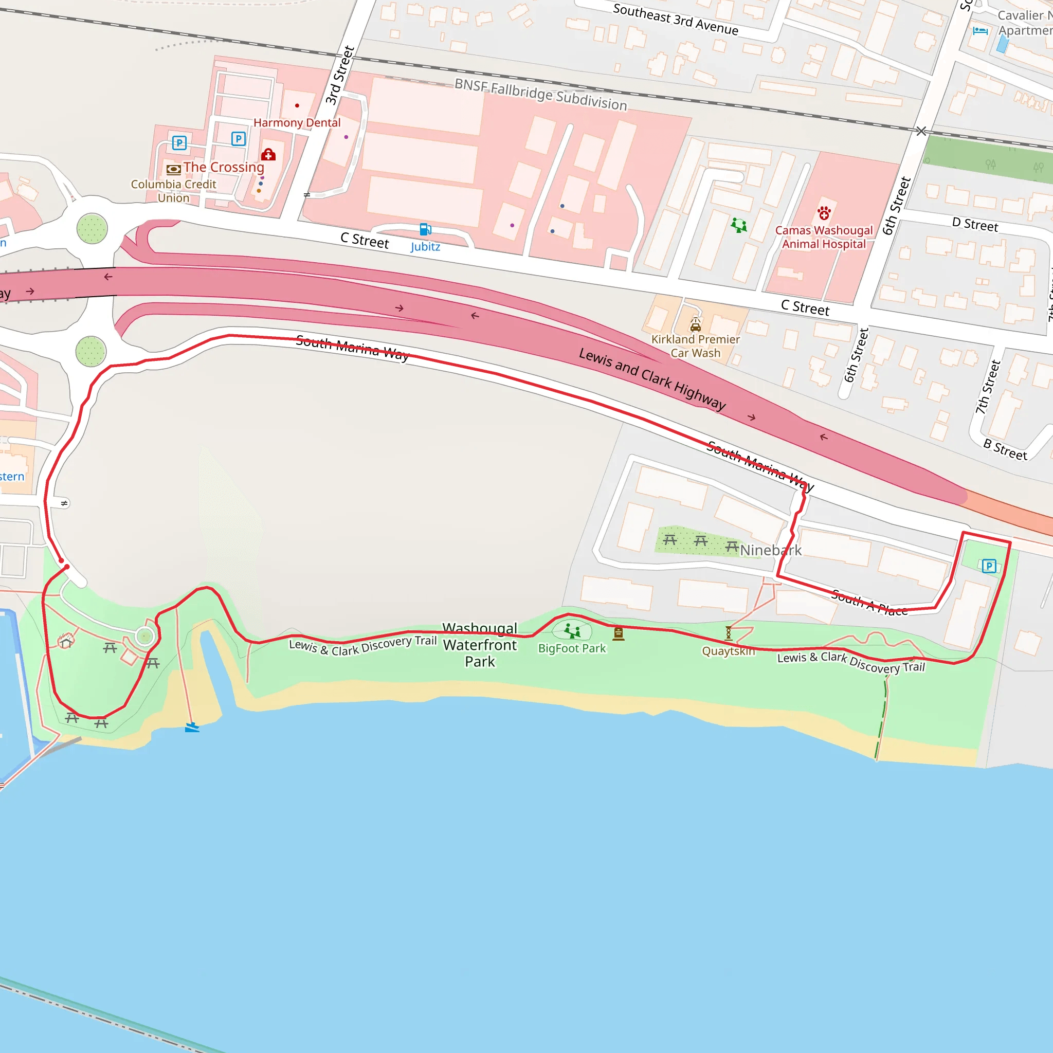 Washougal Waterfront Park Loop mobile static map
