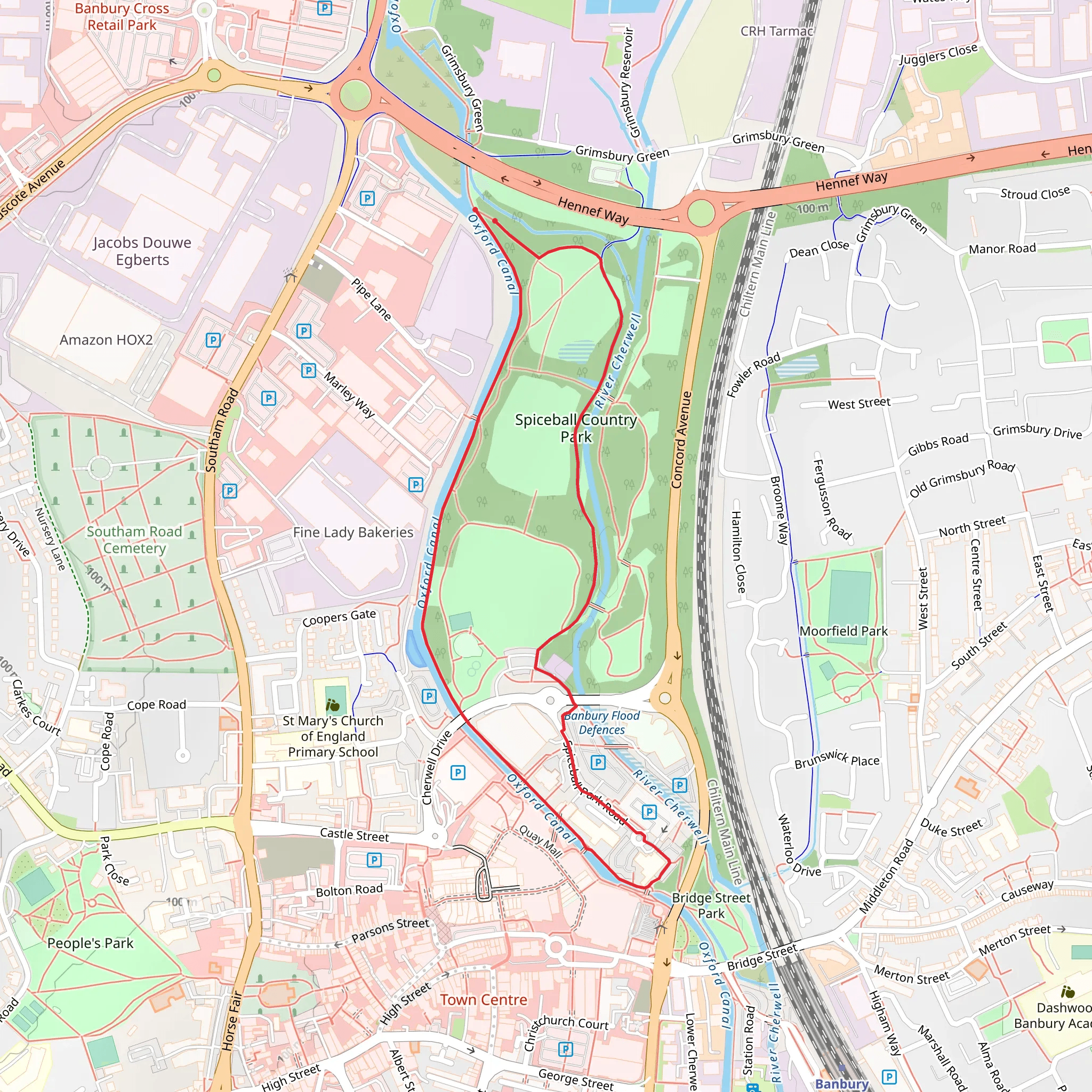 Spiceball Country Park mobile static map