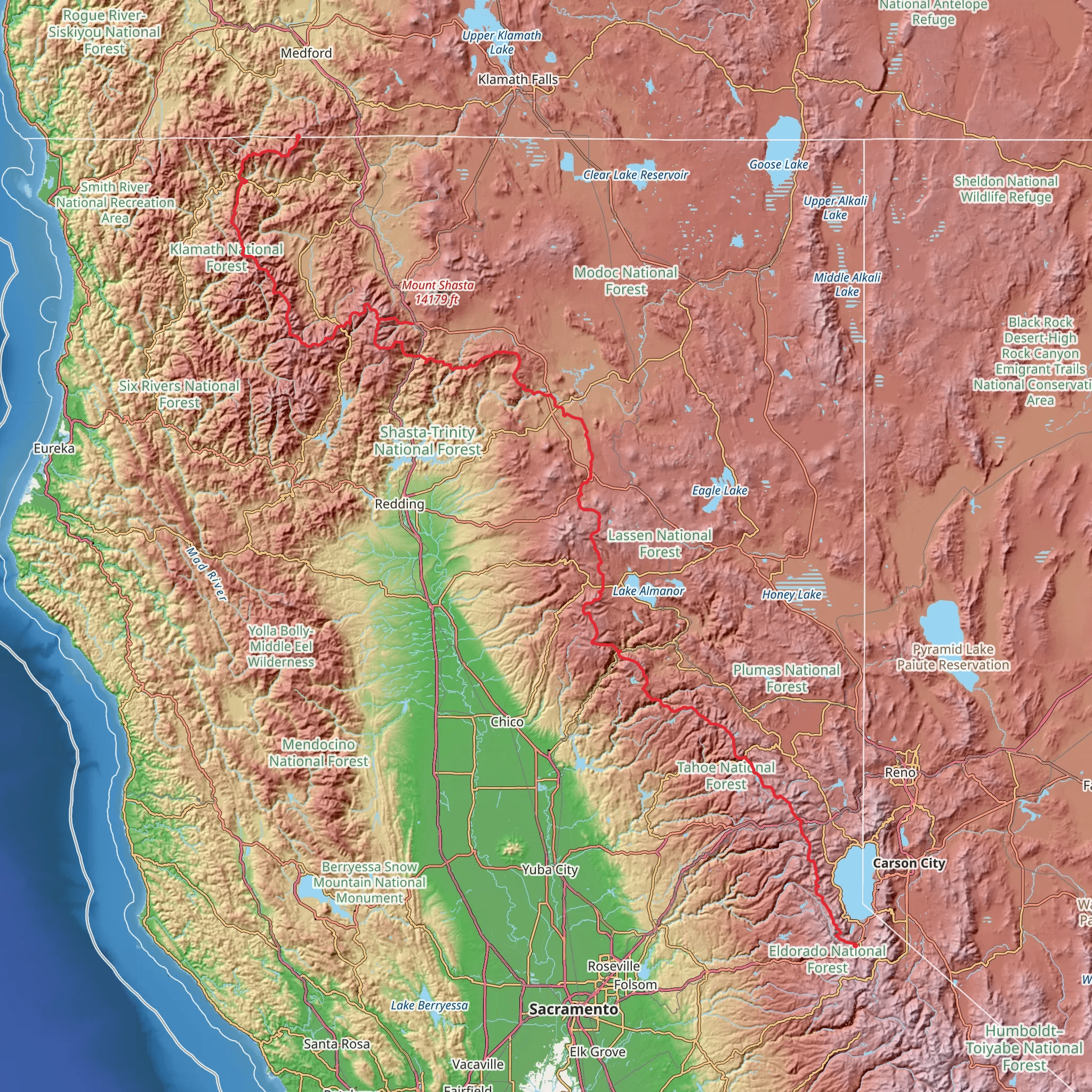 Pacific Crest Trail - Northern California mobile static map