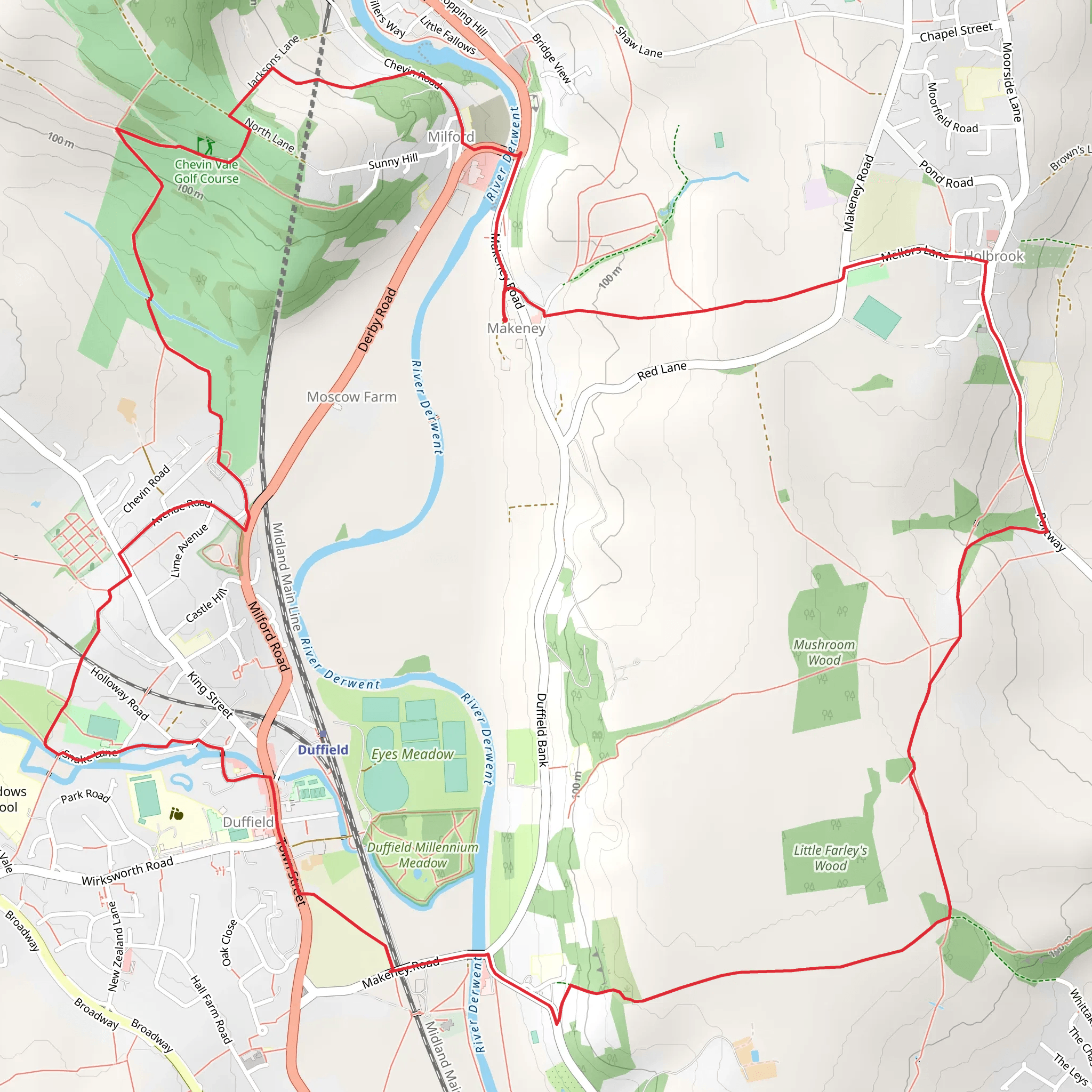 Makenery to Duffield Loop mobile static map
