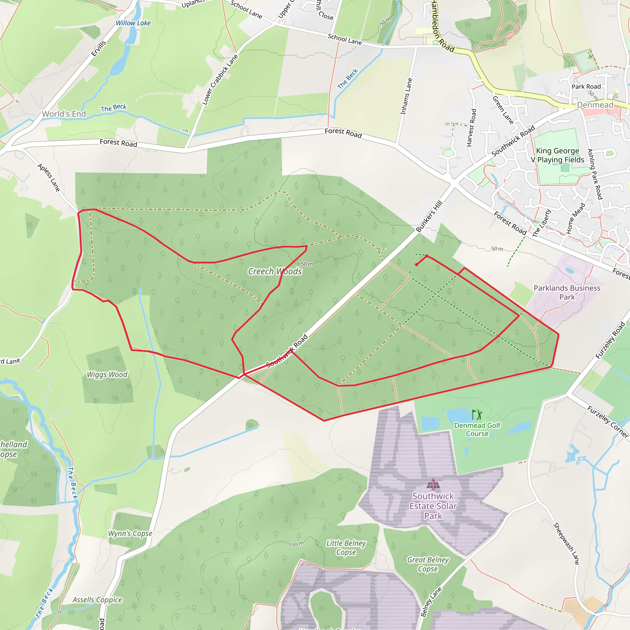 Creech Woods Loop mobile static map