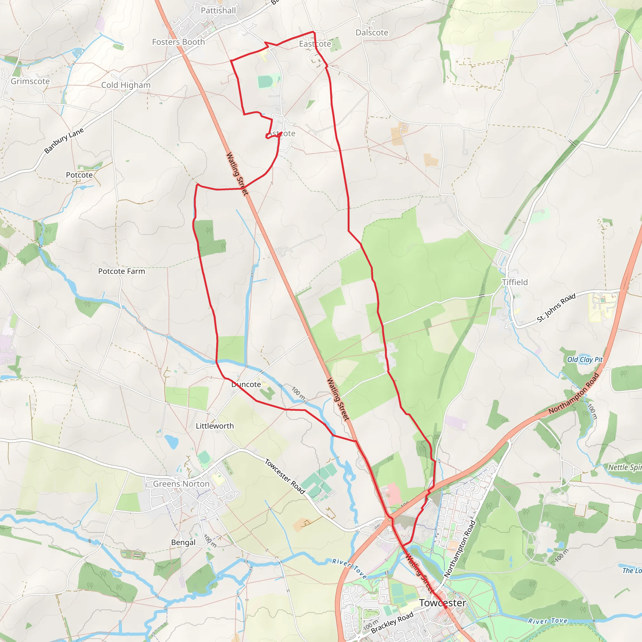 Greens Norton Country Park Loop mobile static map
