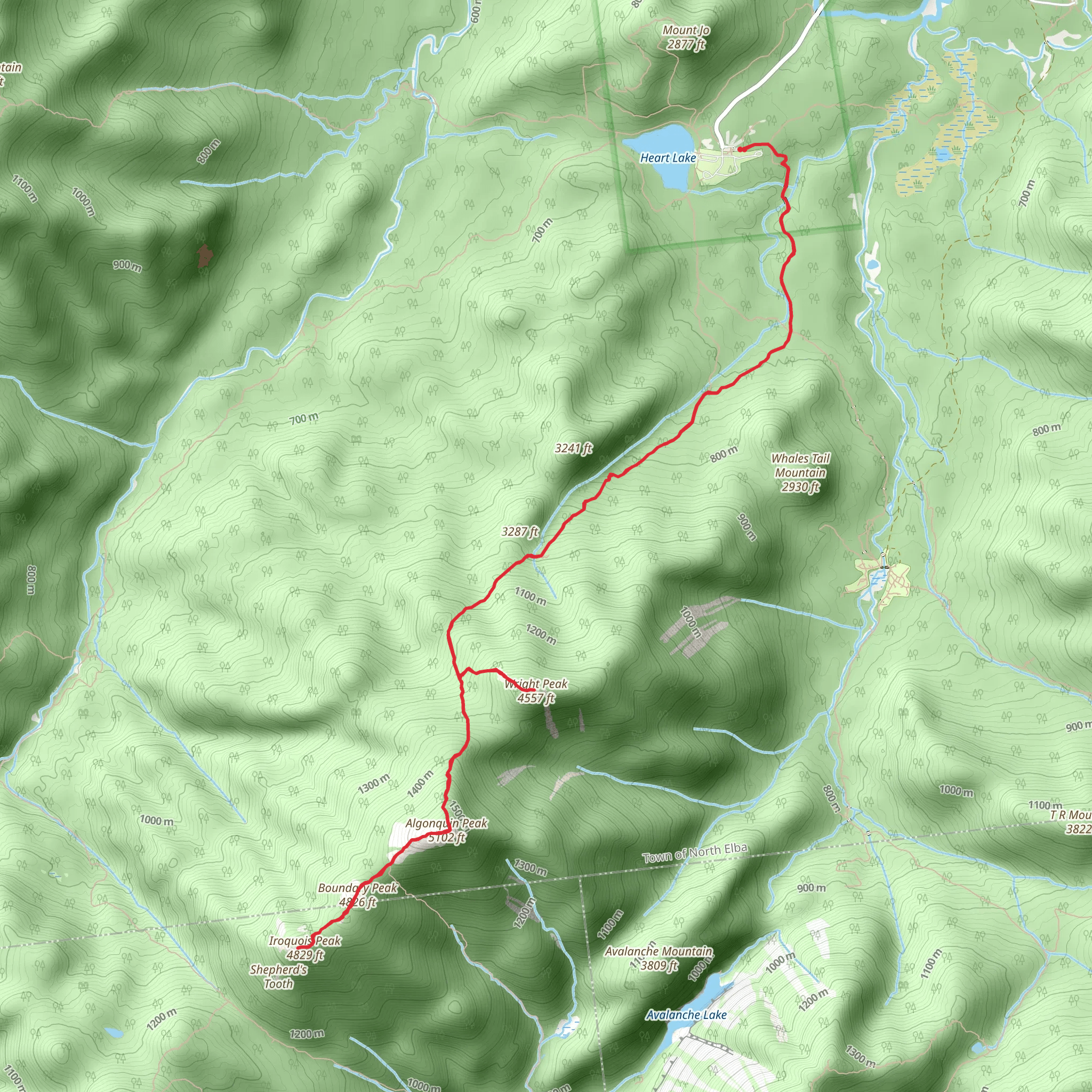 Algonquin Peak and Iroquois Peak Trail mobile static map