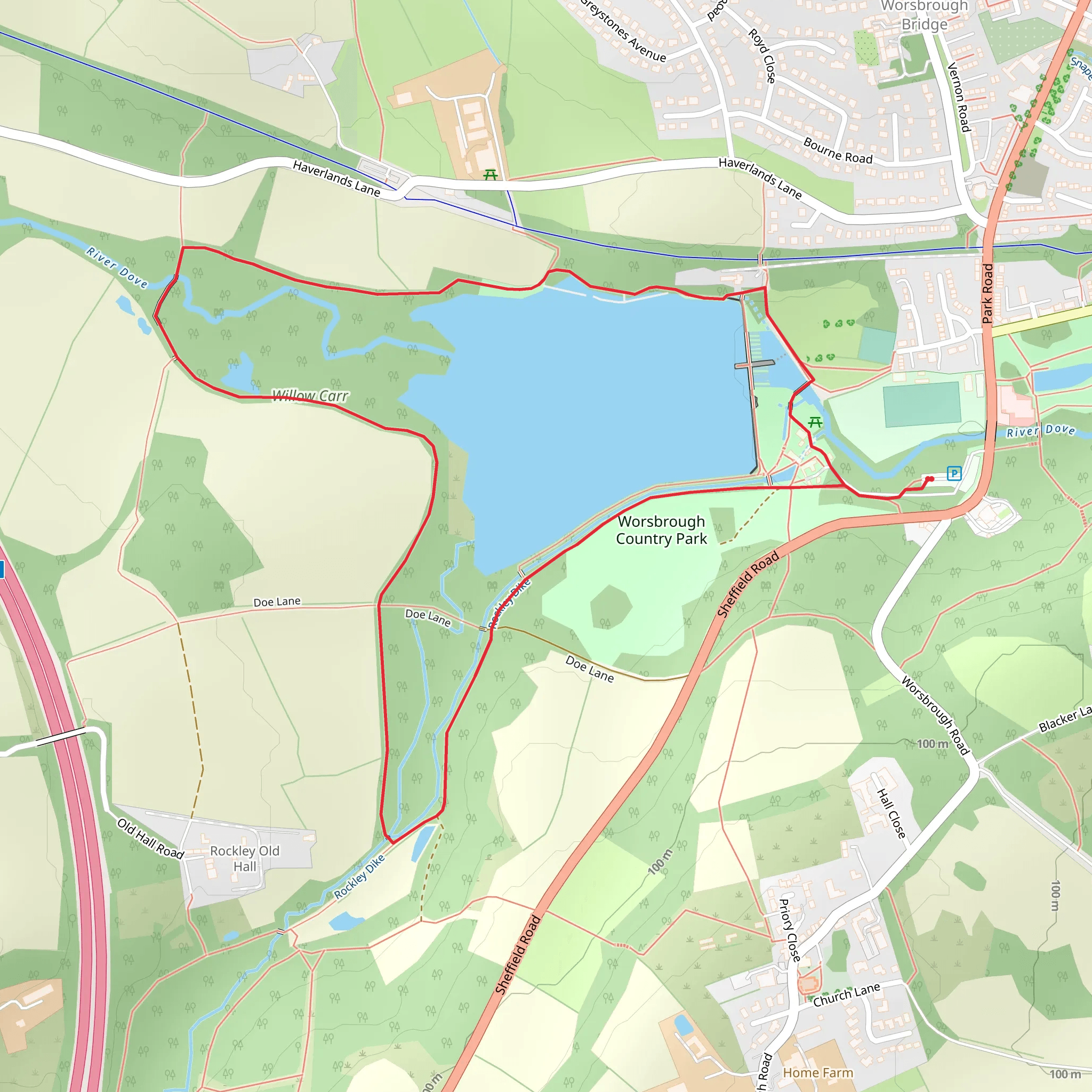 Worsbrough Reservoir Loop mobile static map