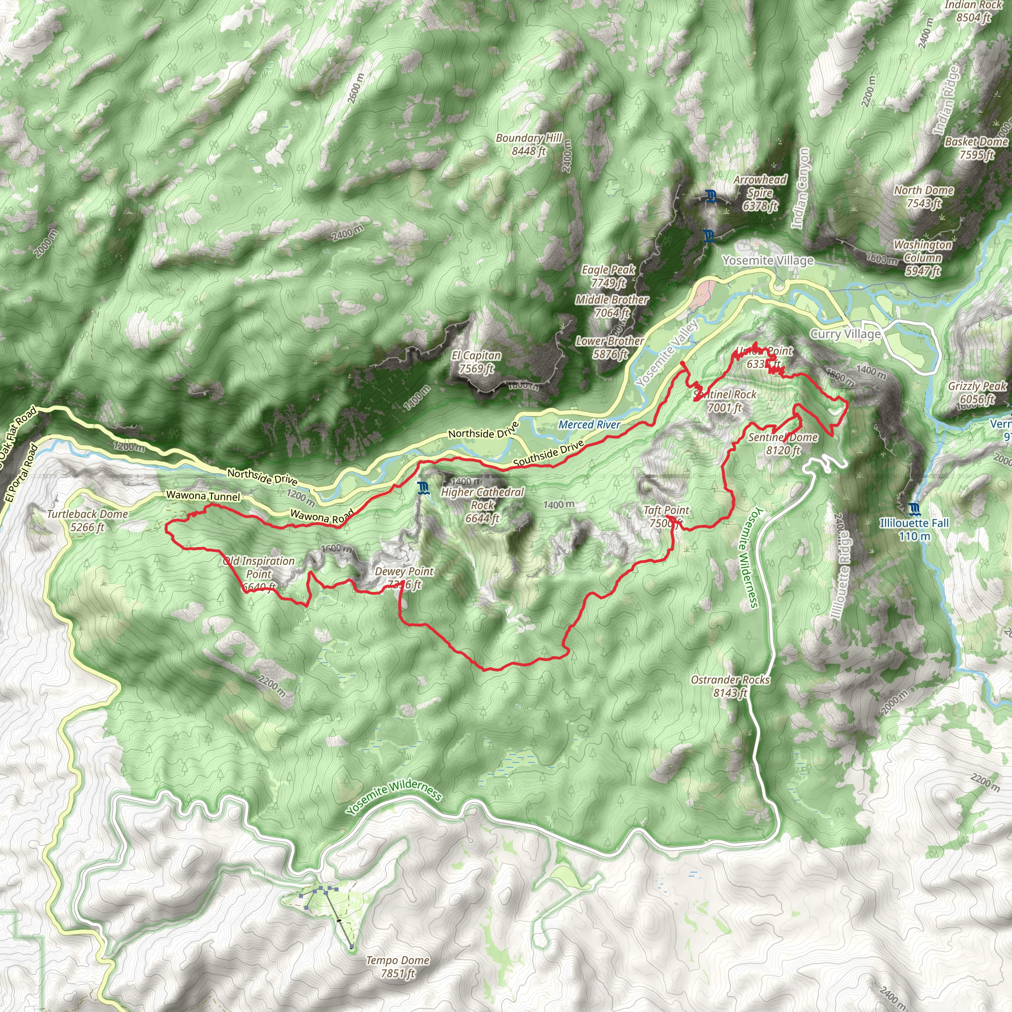 Four Mile, Sentinel Peak and Pohono Loop Trail mobile static map