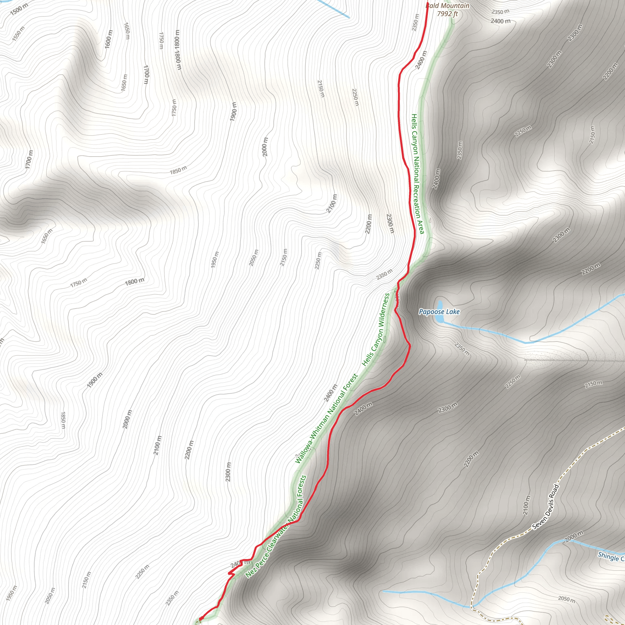 Bald Mountain via North Boise Trail mobile static map