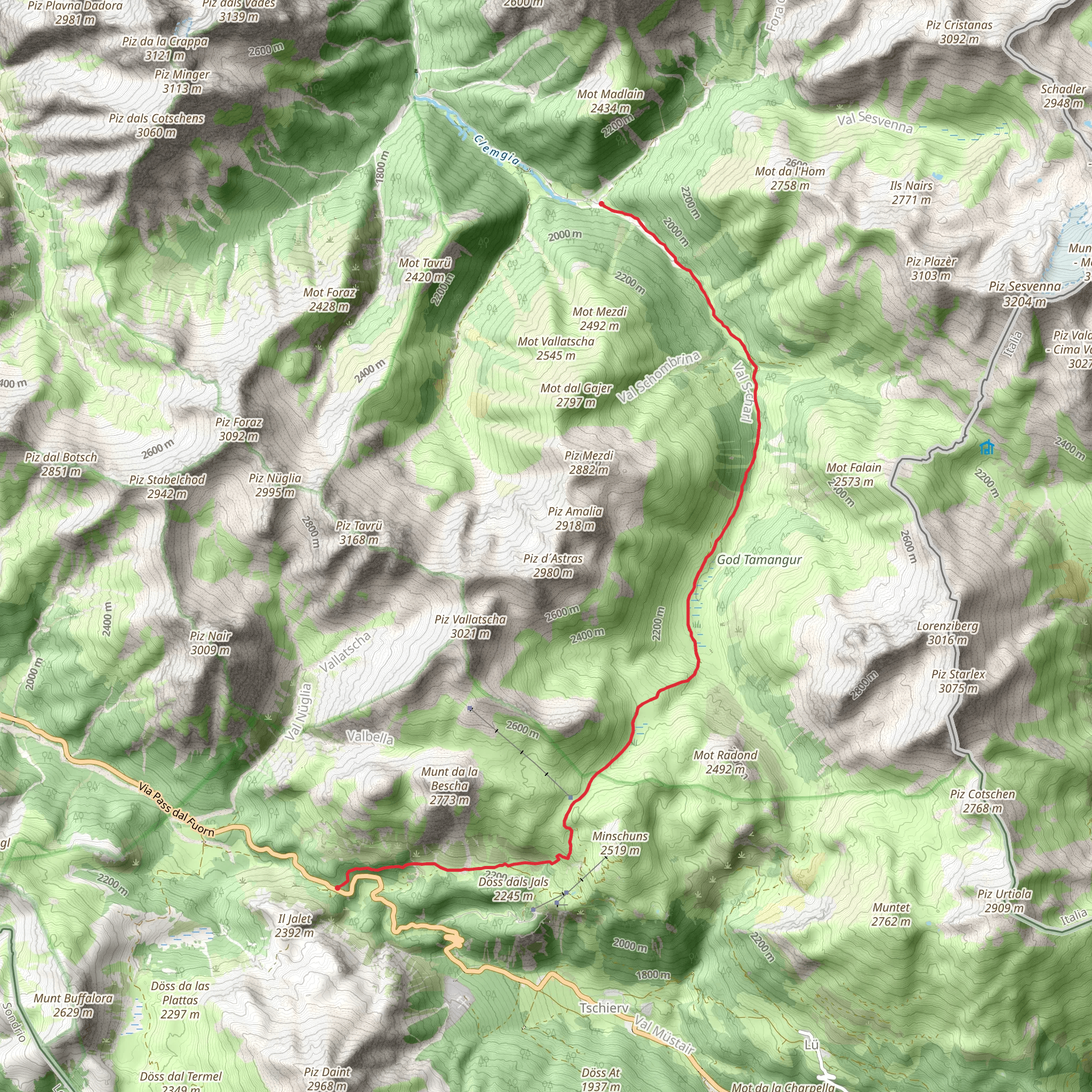 S-charl to Ofenpass Trail mobile static map