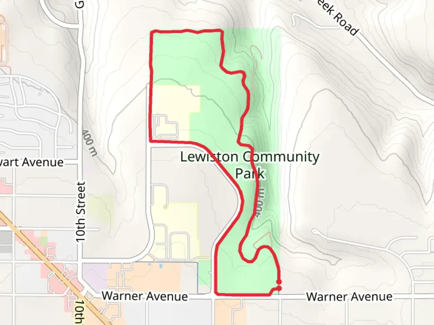 An image depicting the trail Lewiston Community Park Loop and its surrounding area.