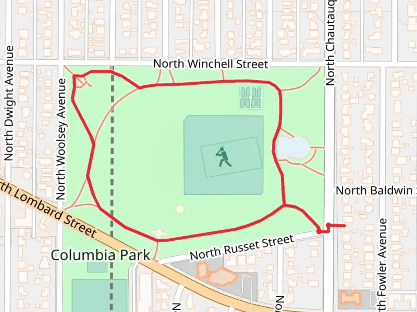 An image depicting the trail Columbia Park Loop and its surrounding area.