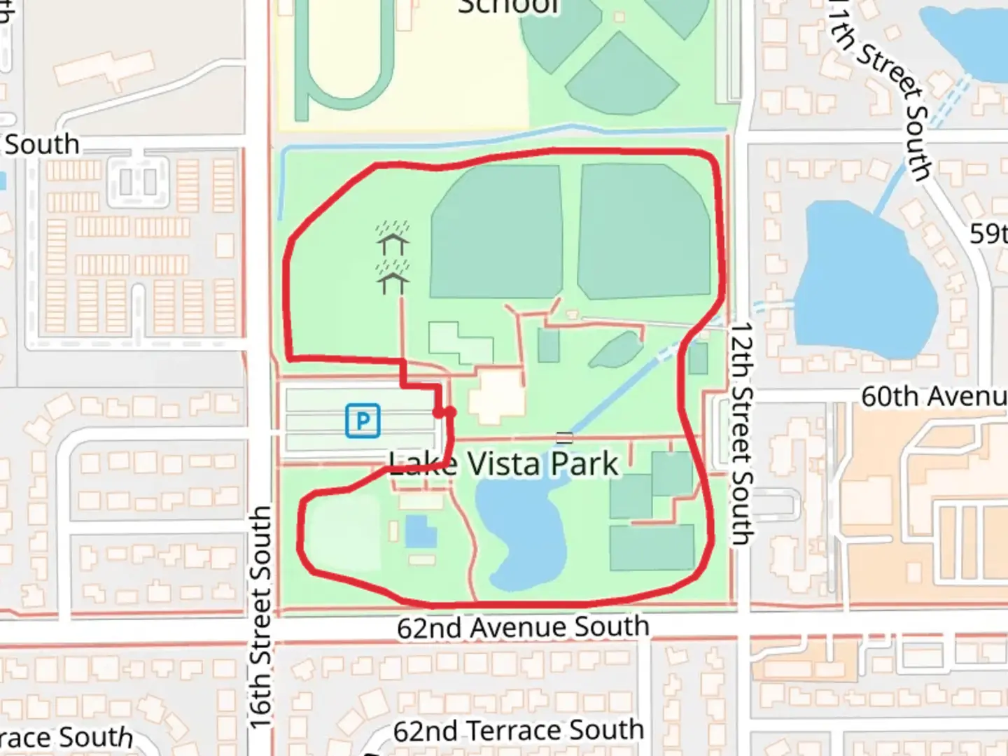 An image depicting the trail Lake Vista Park Loop and its surrounding area.