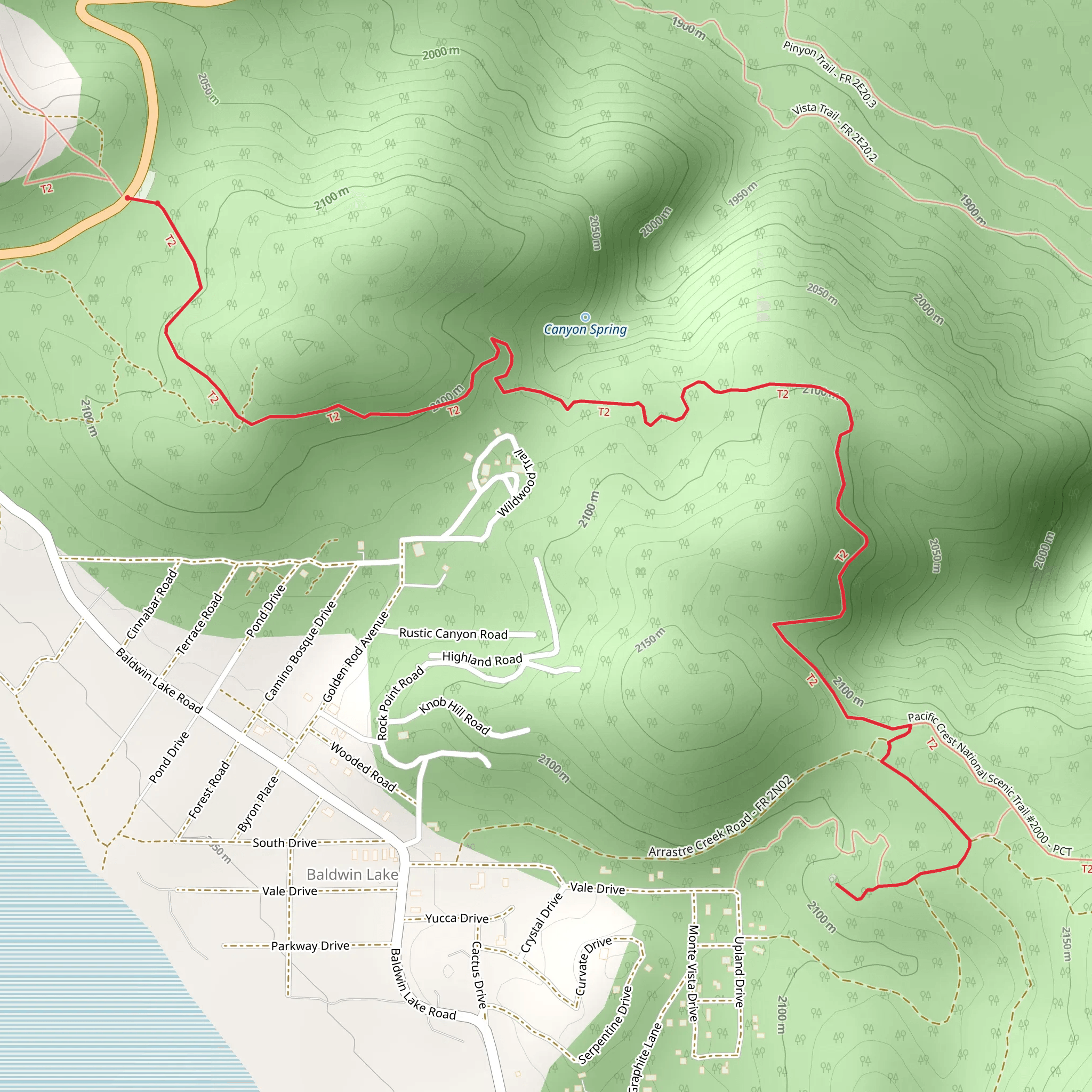 Eye of God via PCT and Burns Canyon Road mobile static map
