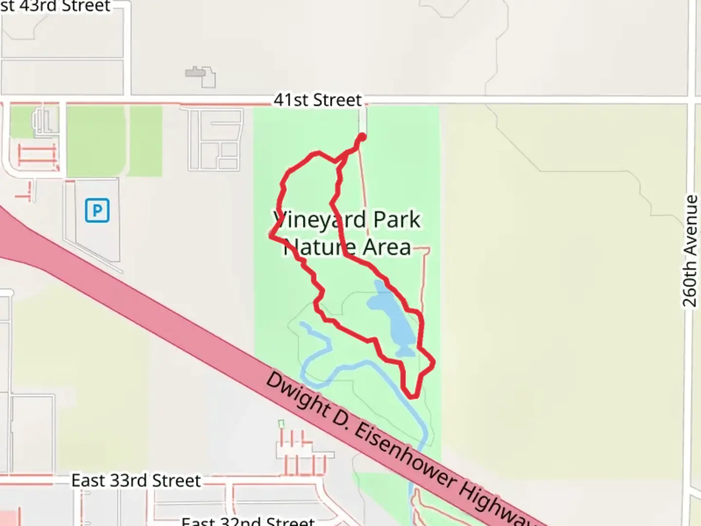 An image depicting the trail Vineyard Park Nature Area Loop and its surrounding area.