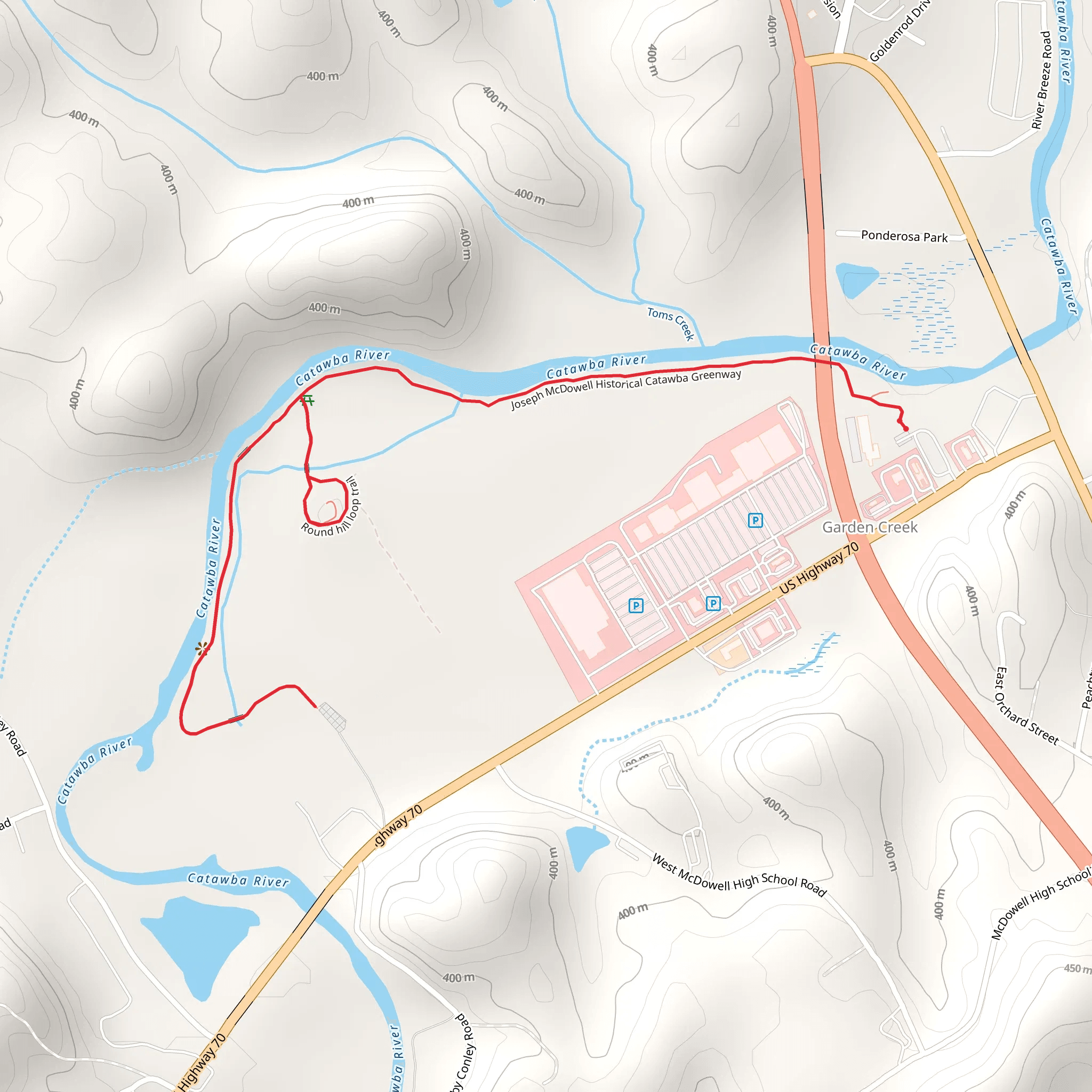 Joseph McDowell Historical Catawba Greenway mobile static map
