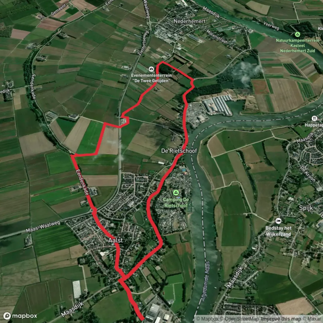 An image depicting the trail Hamarithapad and Maasdijk Loop and its surrounding area.