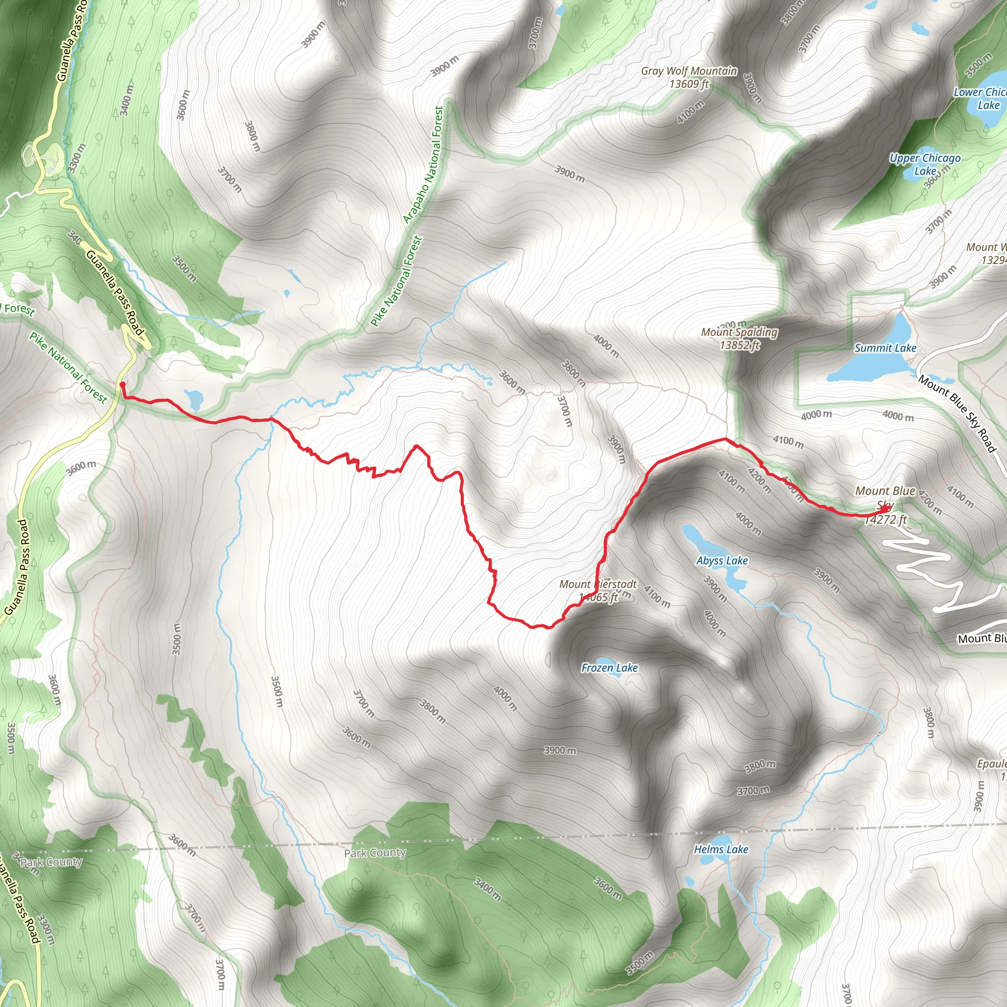 Mount Bierstadt and Mount Evans Trail mobile static map