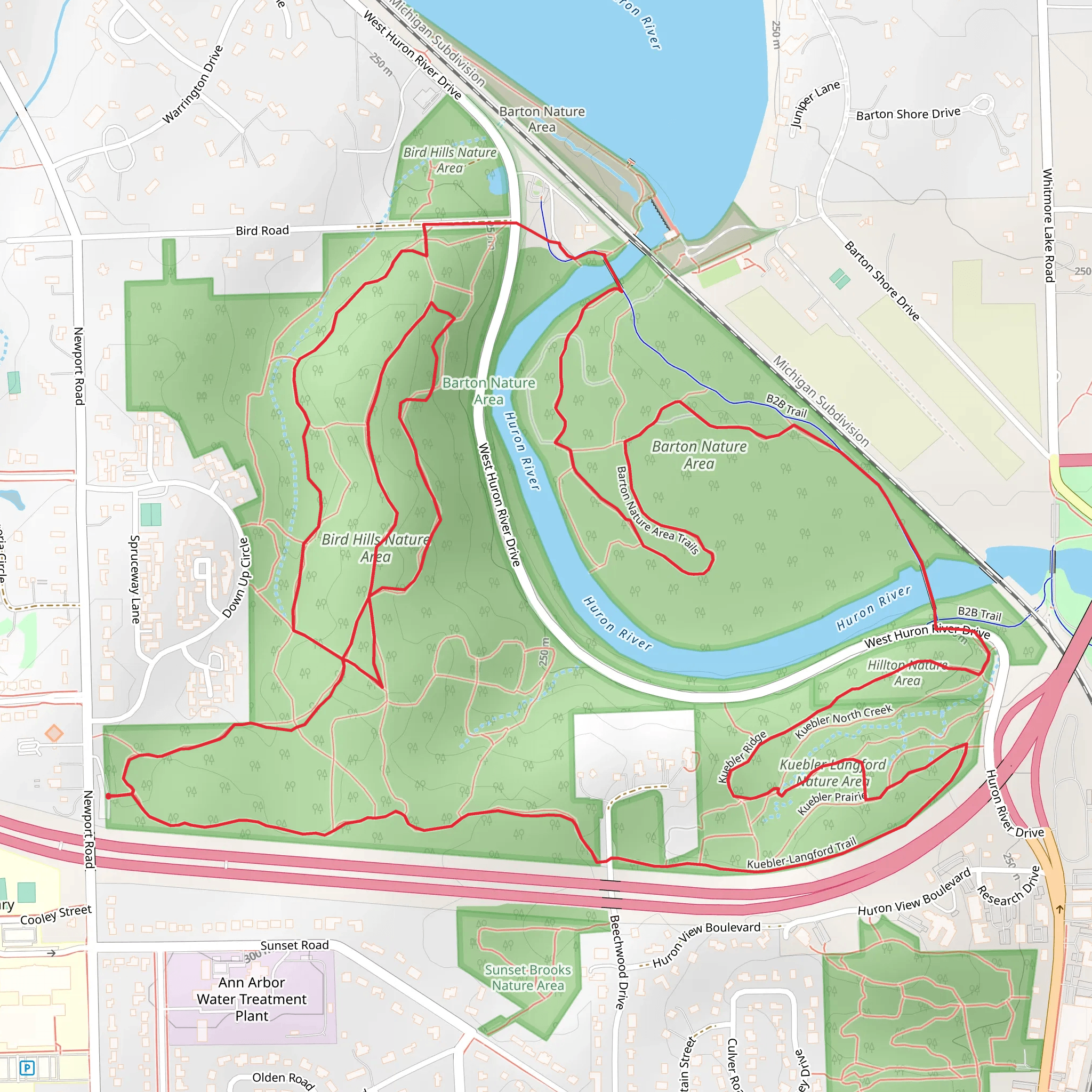 Bird Hills and Hilltop Nature Areas Loop mobile static map