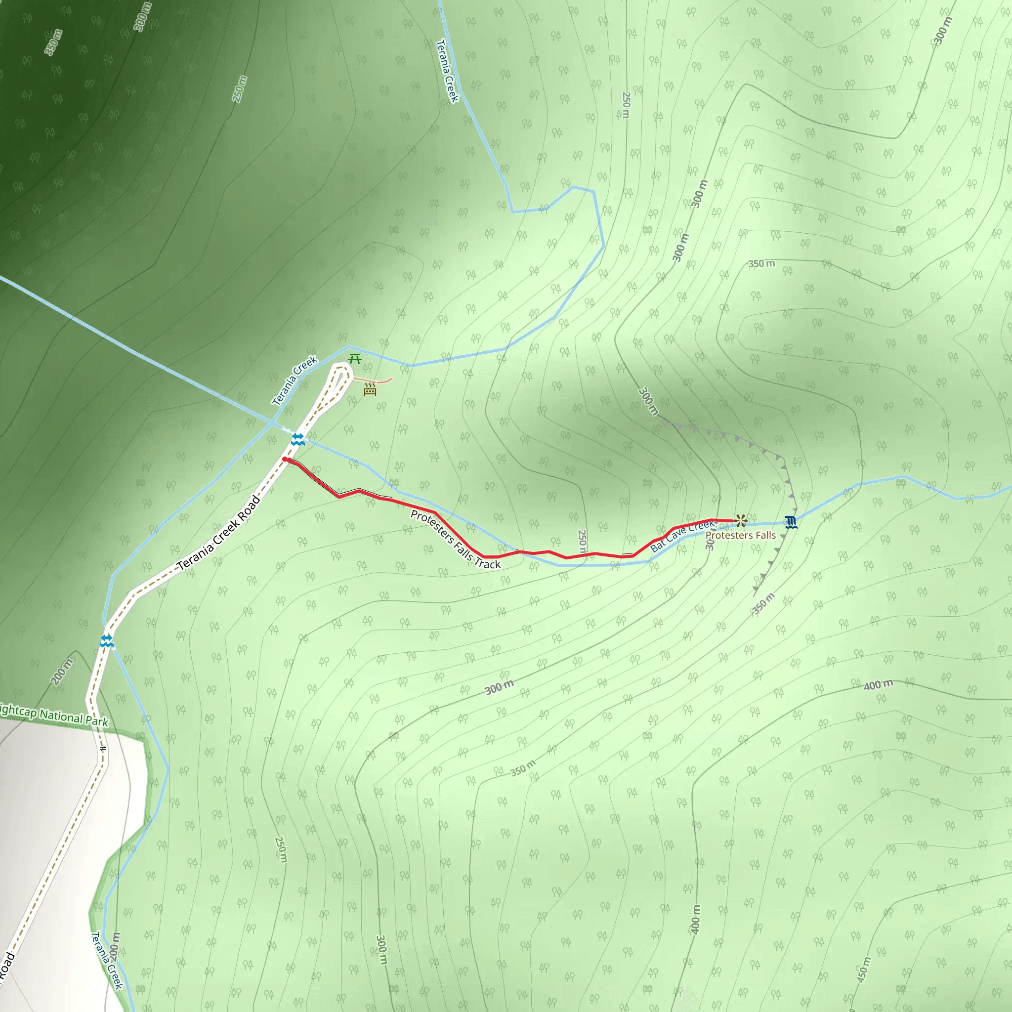 Protesters Falls Track mobile static map