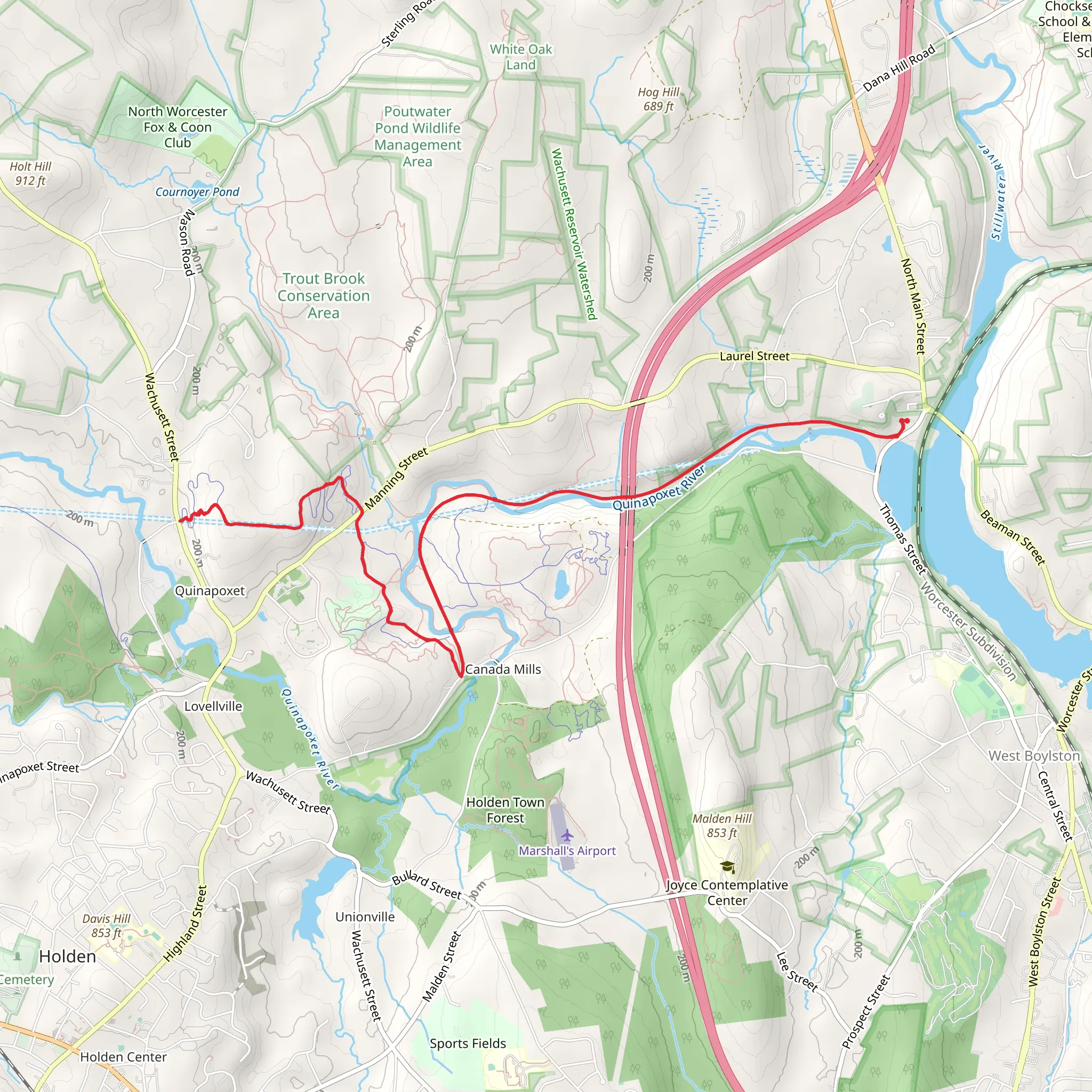 Quinapoxet River from Thomas Street mobile static map