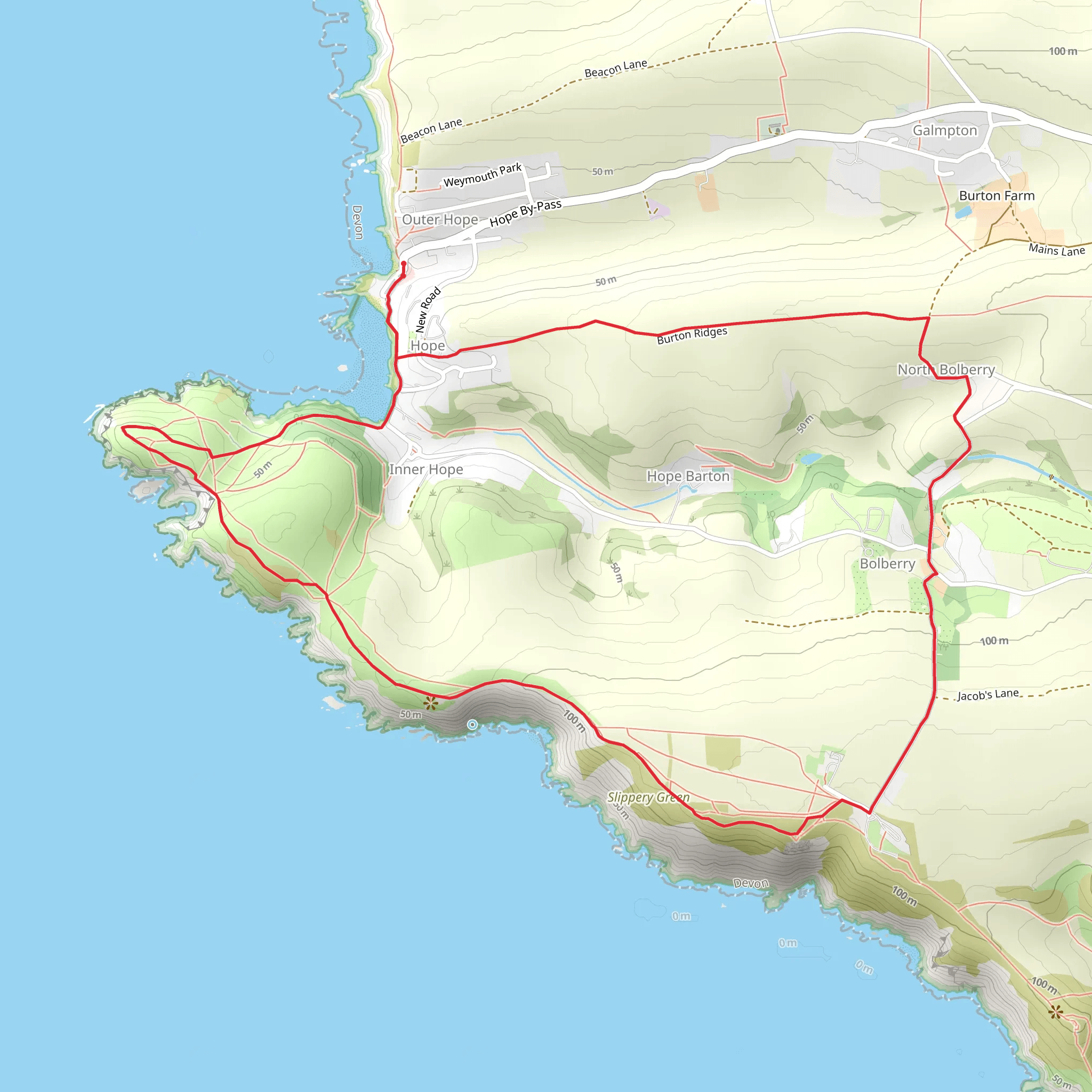 Hope Cove and Bolberry Down mobile static map