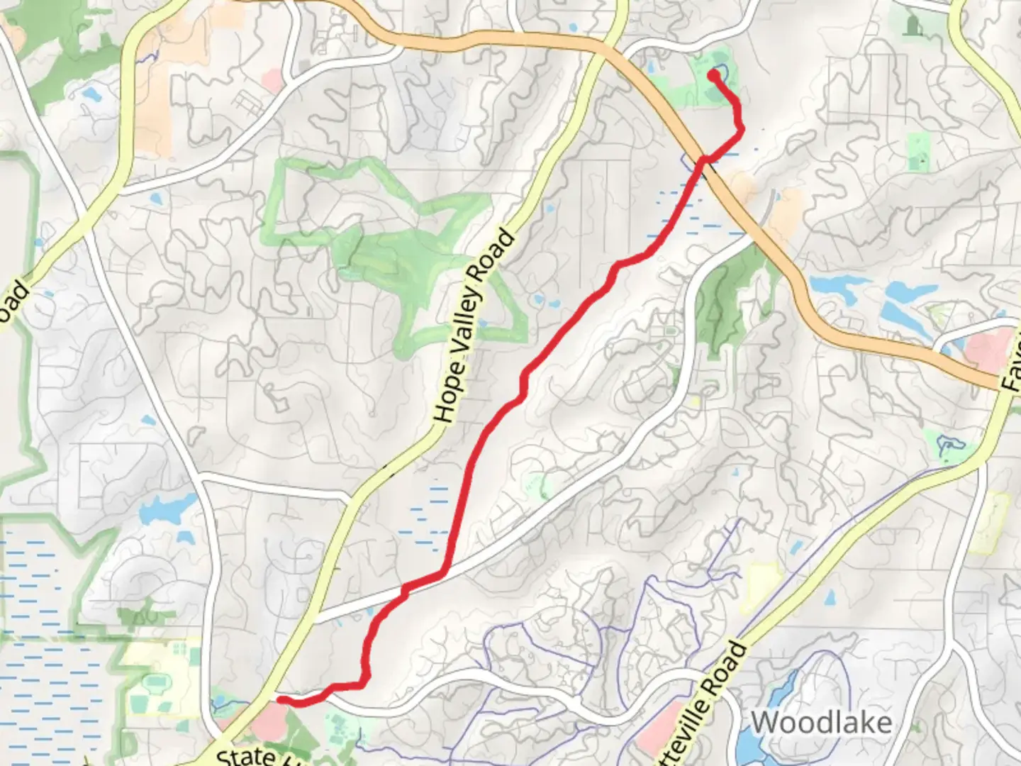 An image depicting the trail Third Fork Creek Greenway and its surrounding area.