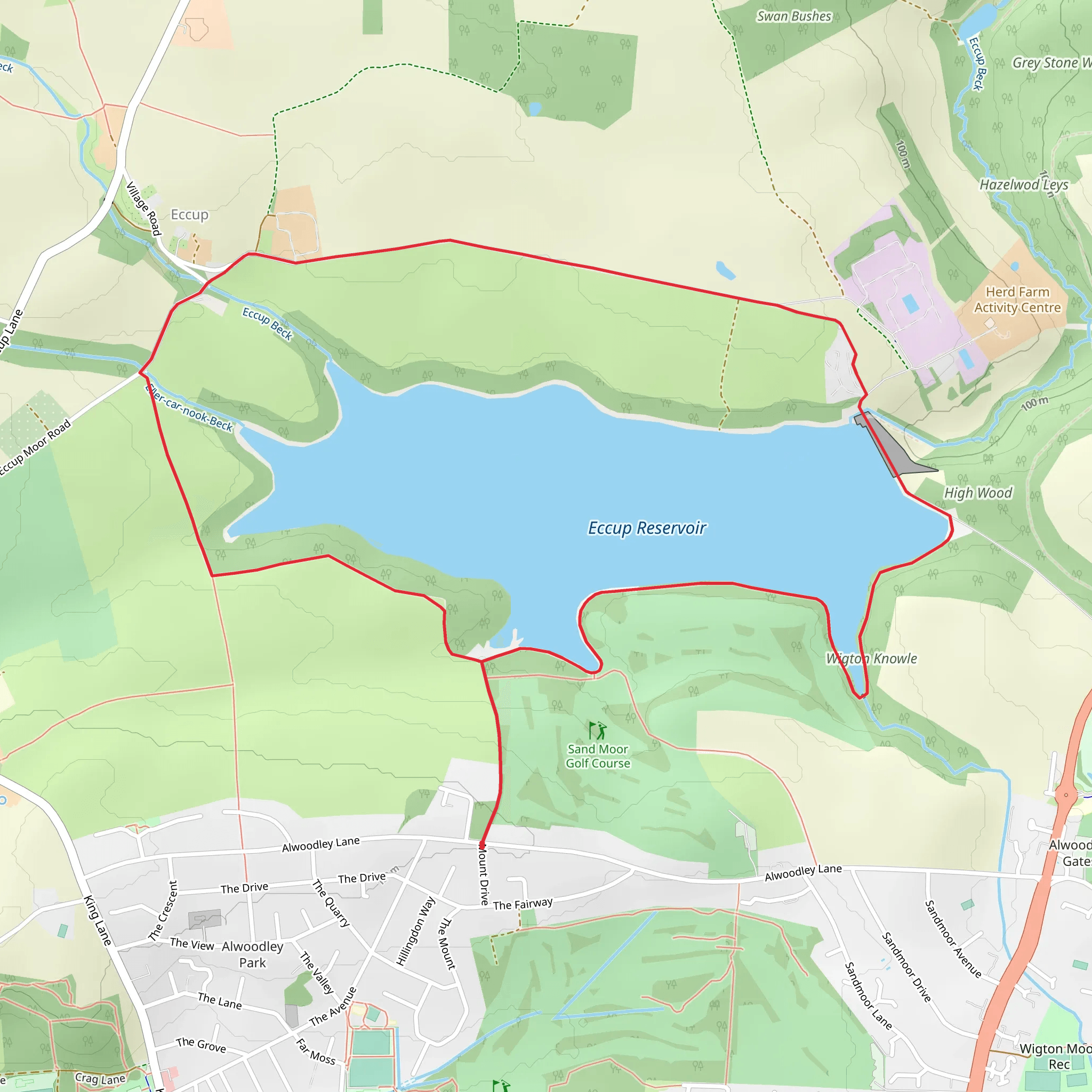 Eccup Reservoir Circular mobile static map