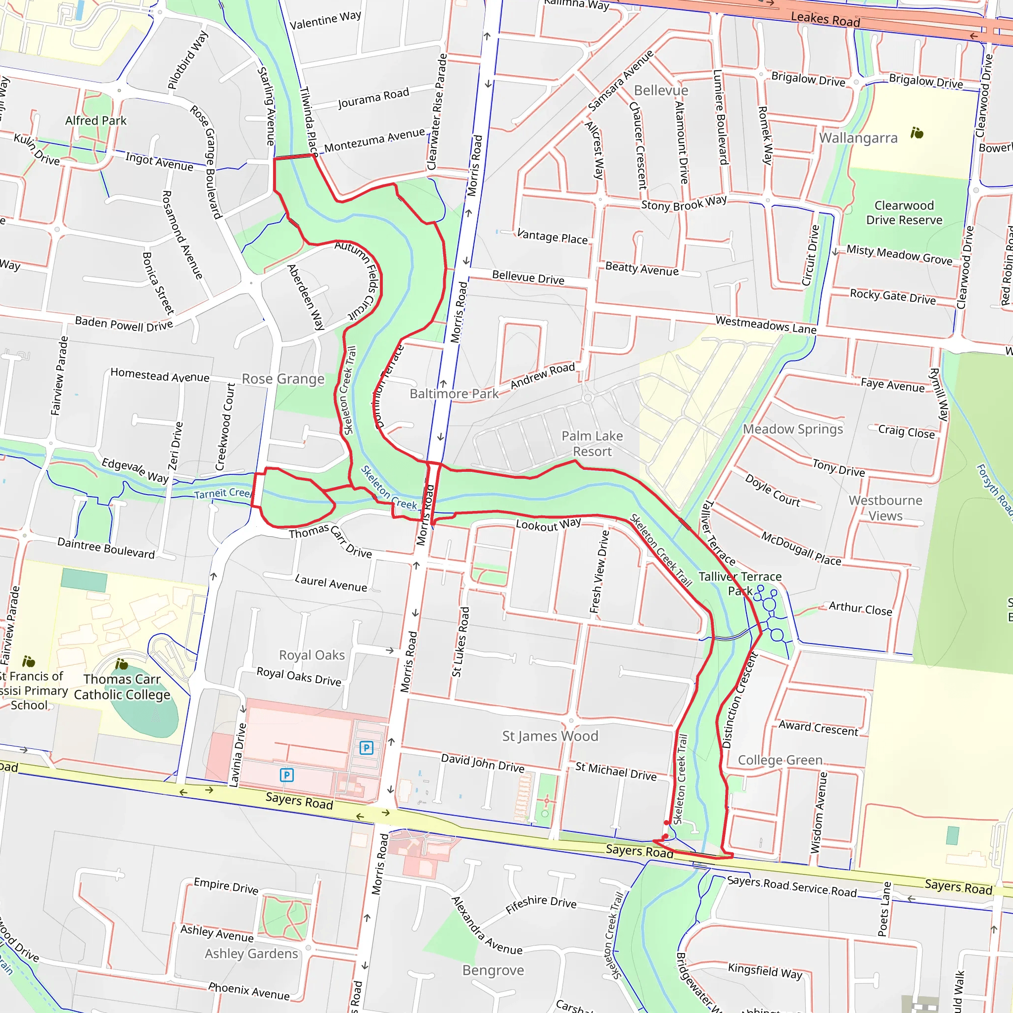 Skeleton Waterholes Creek Walk mobile static map