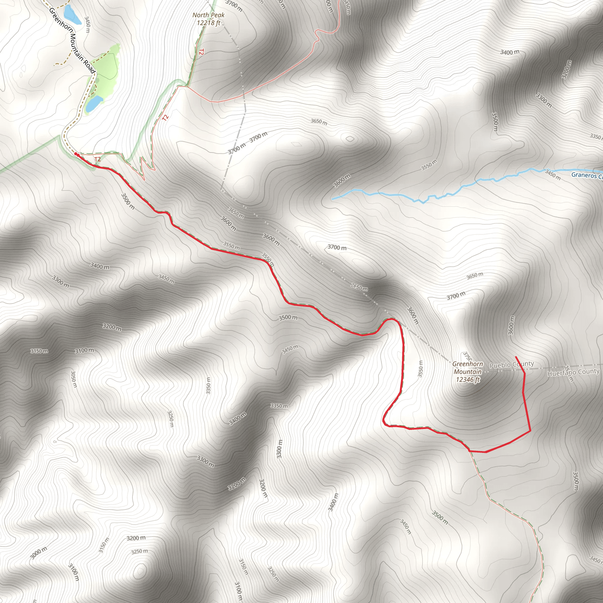 Greenhorn Mountain via Bartlett Trail mobile static map